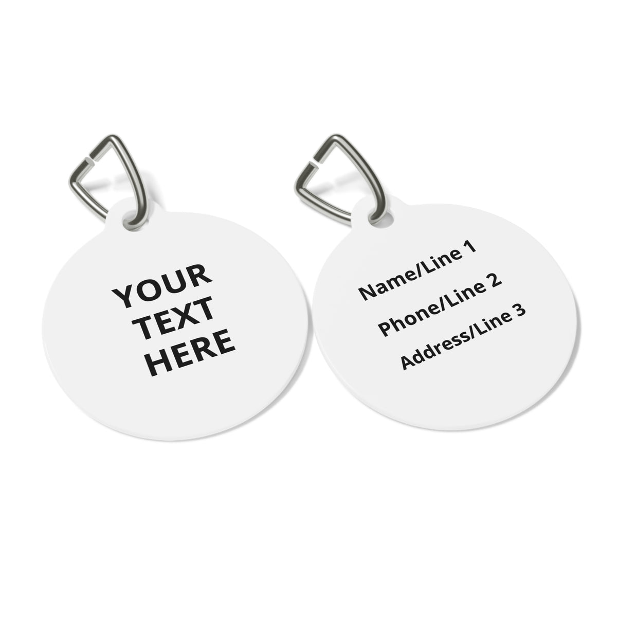 Close-up of Personalizable Text Dog ID Tag artwork on personalized dog ID tag