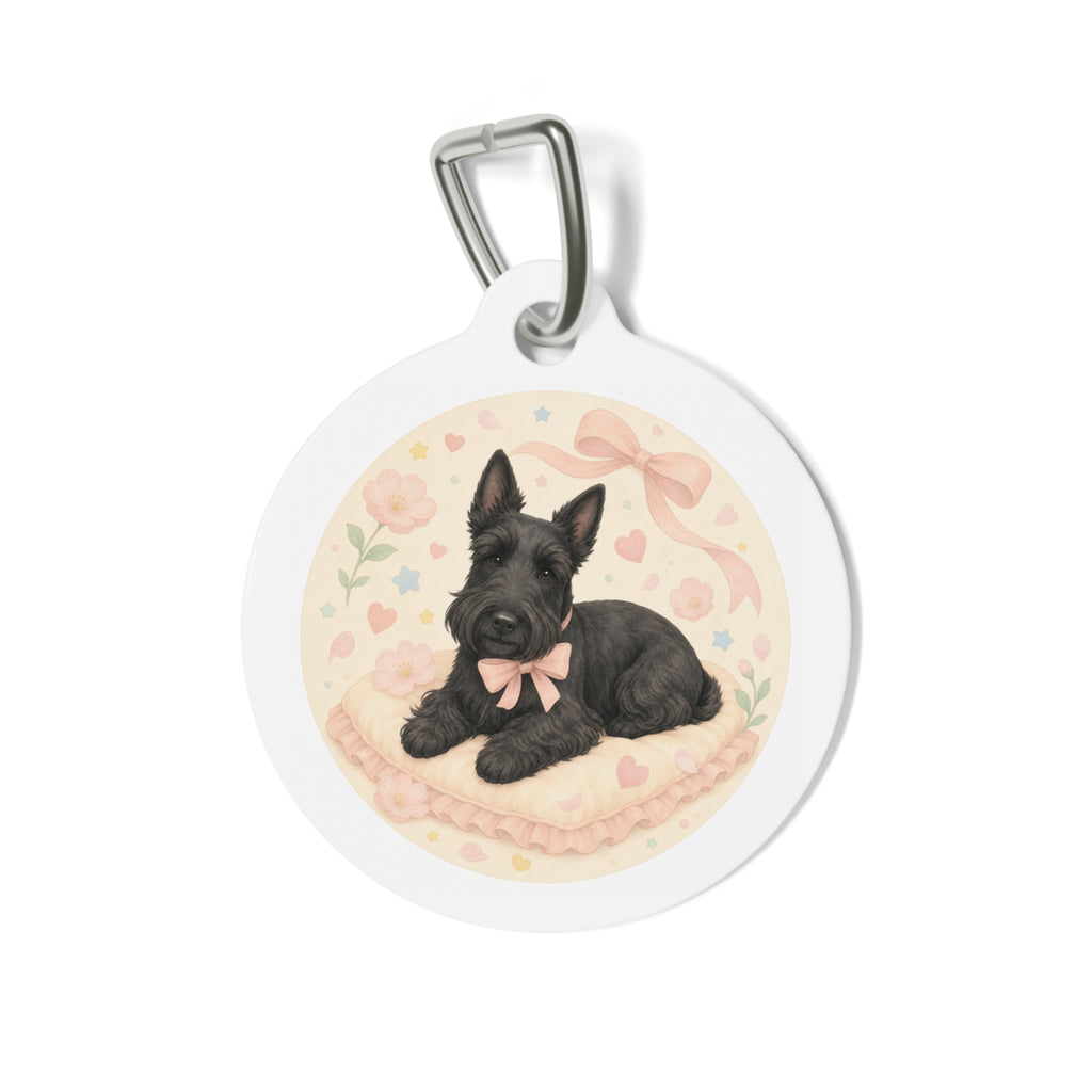 Scottish Terrier Vintage Floral Personalized Dog ID Tag