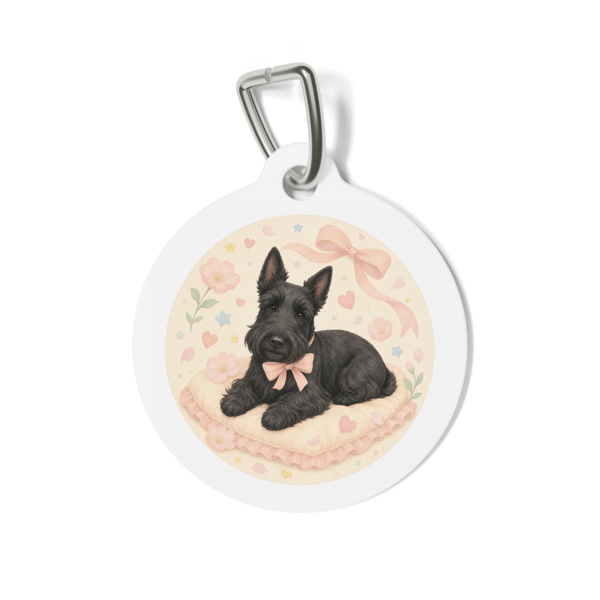 Scottish Terrier Vintage Floral Personalized Dog ID Tag