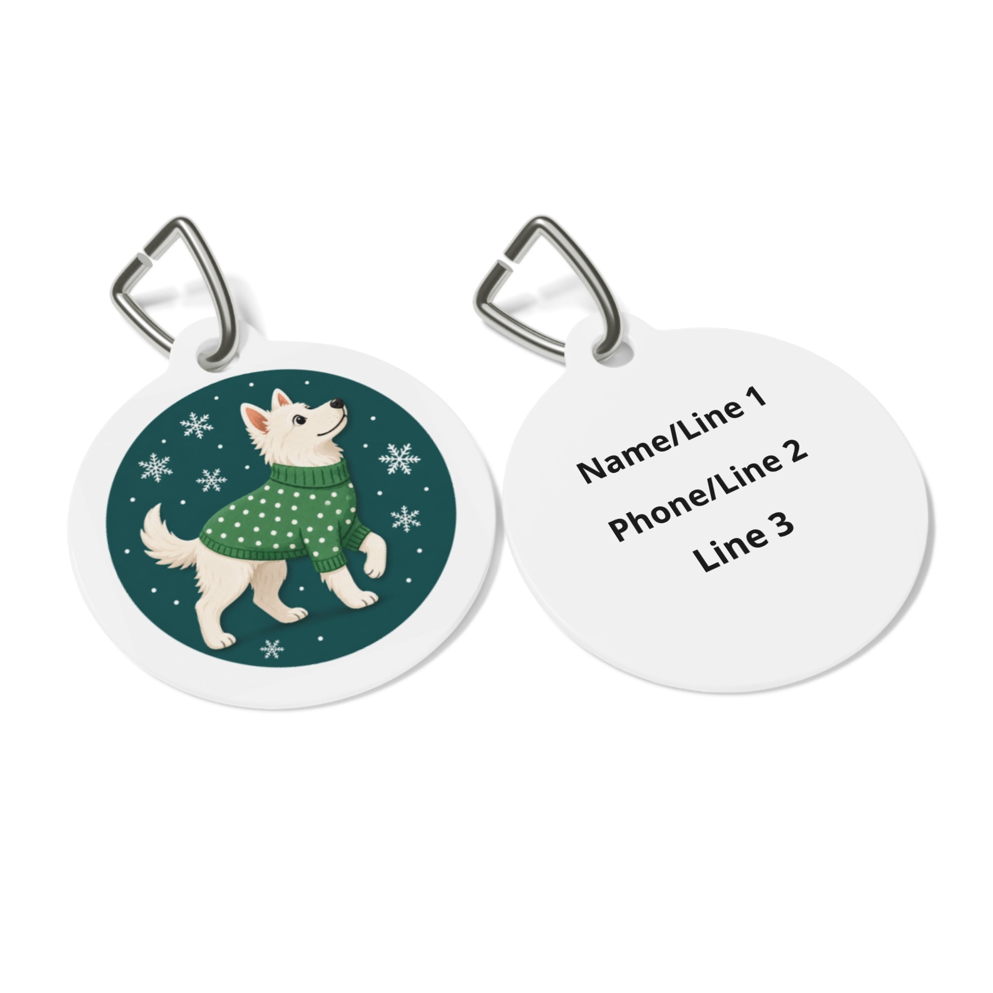 Cozy Winter Pup in Sweater Personalized Dog ID Tag