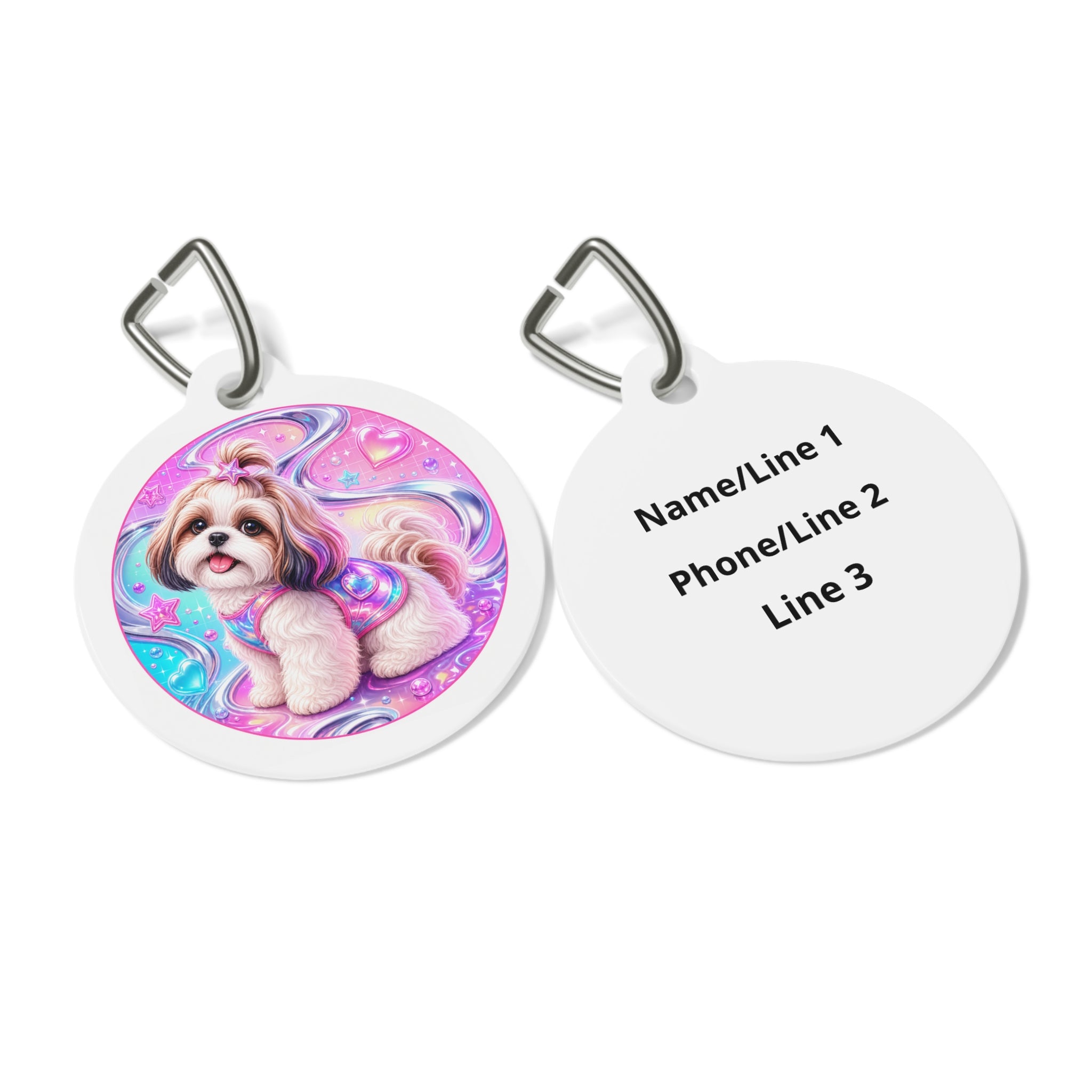 Shih Tzu Cosmic Pastel Swirl Personalized Dog ID Tag