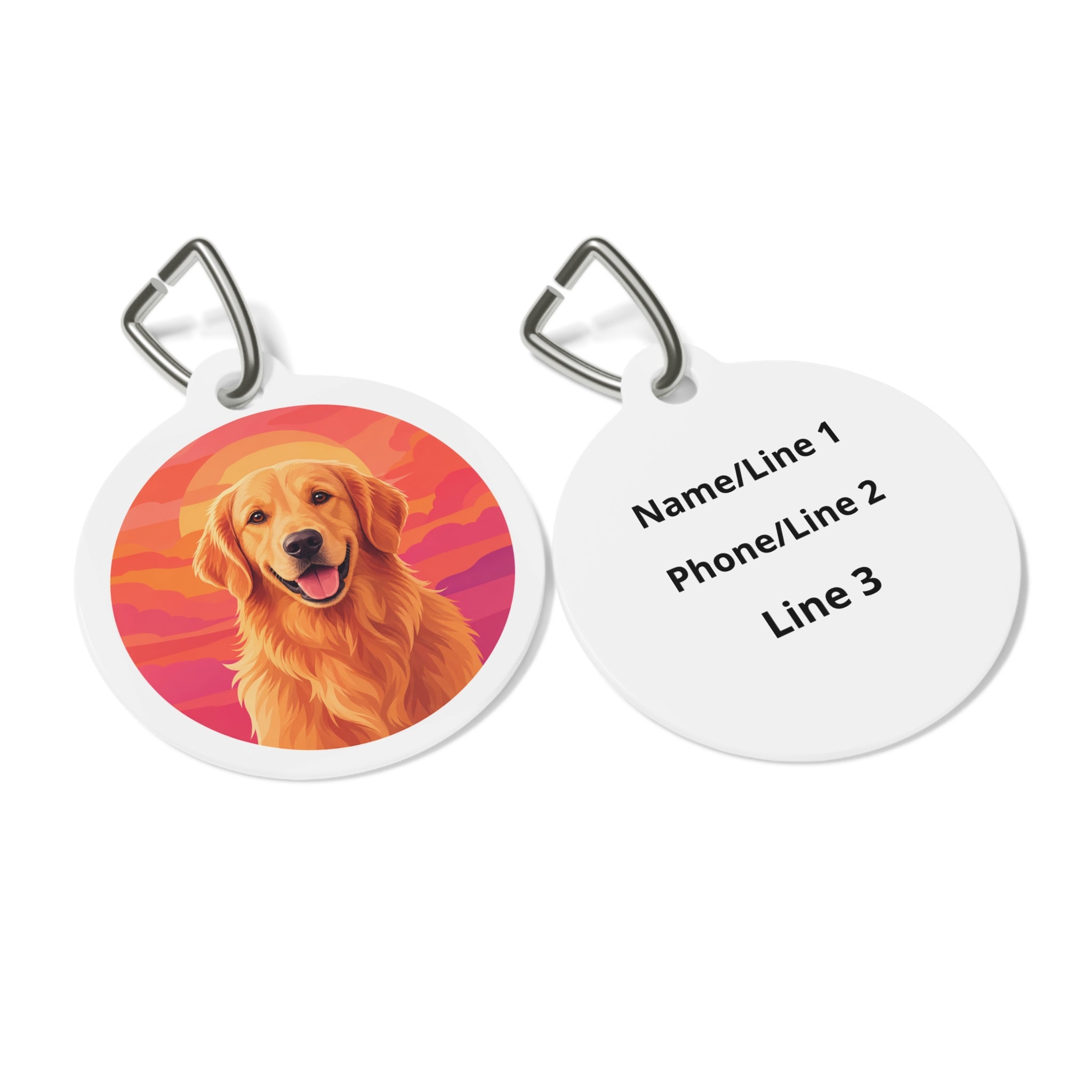 Golden Retriever Sunset Glow Personalized Dog ID Tag
