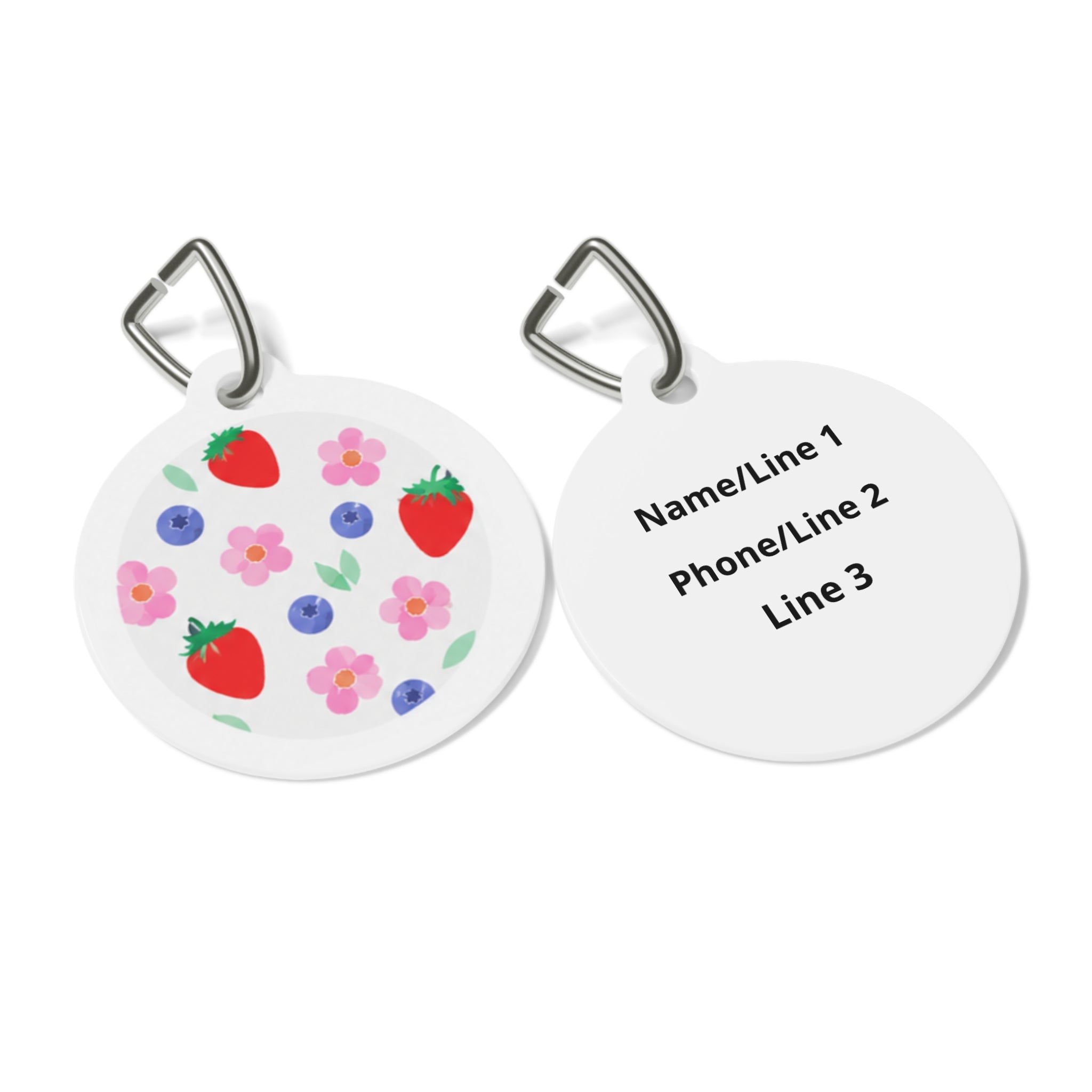 Berry Blossom Cheerful Fruit Pattern Personalized Dog ID Tag