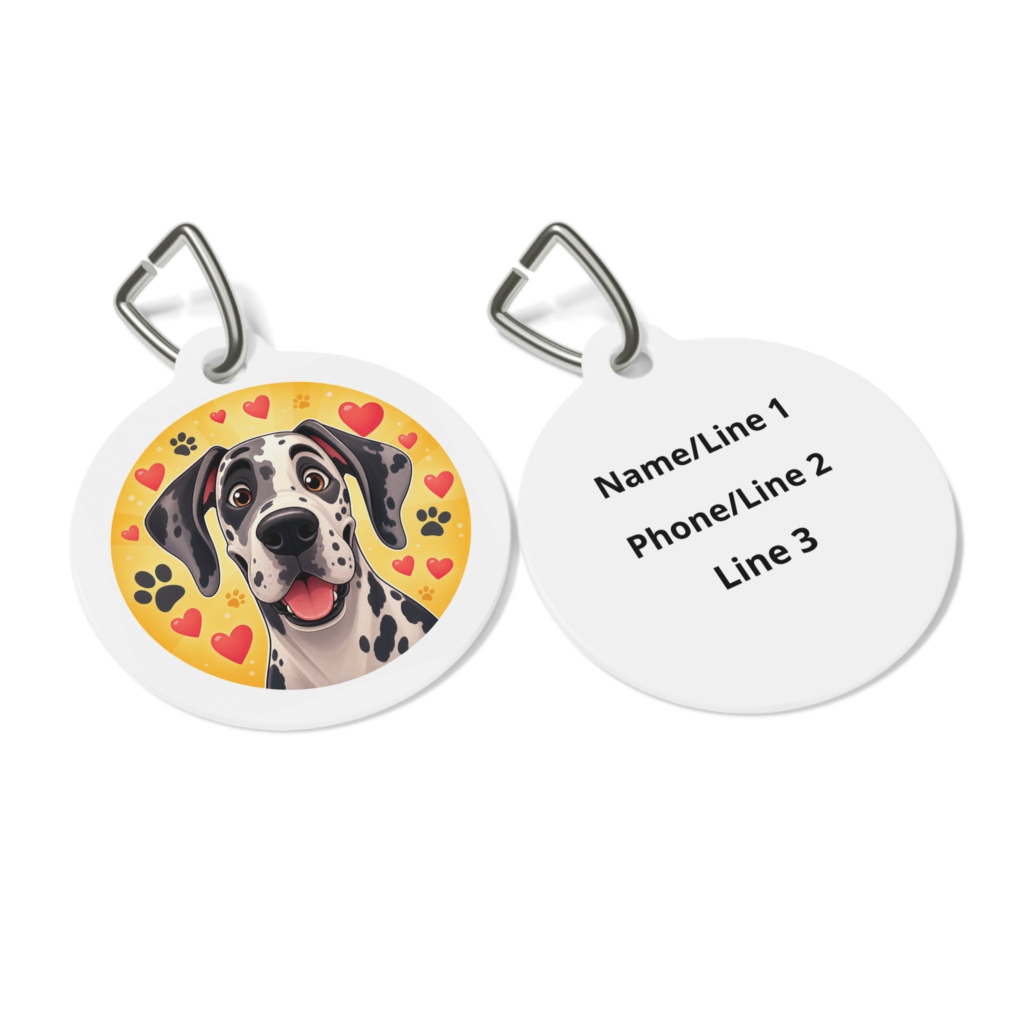 Great Dane Artful Botanical Portrait Personalized Dog ID Tag