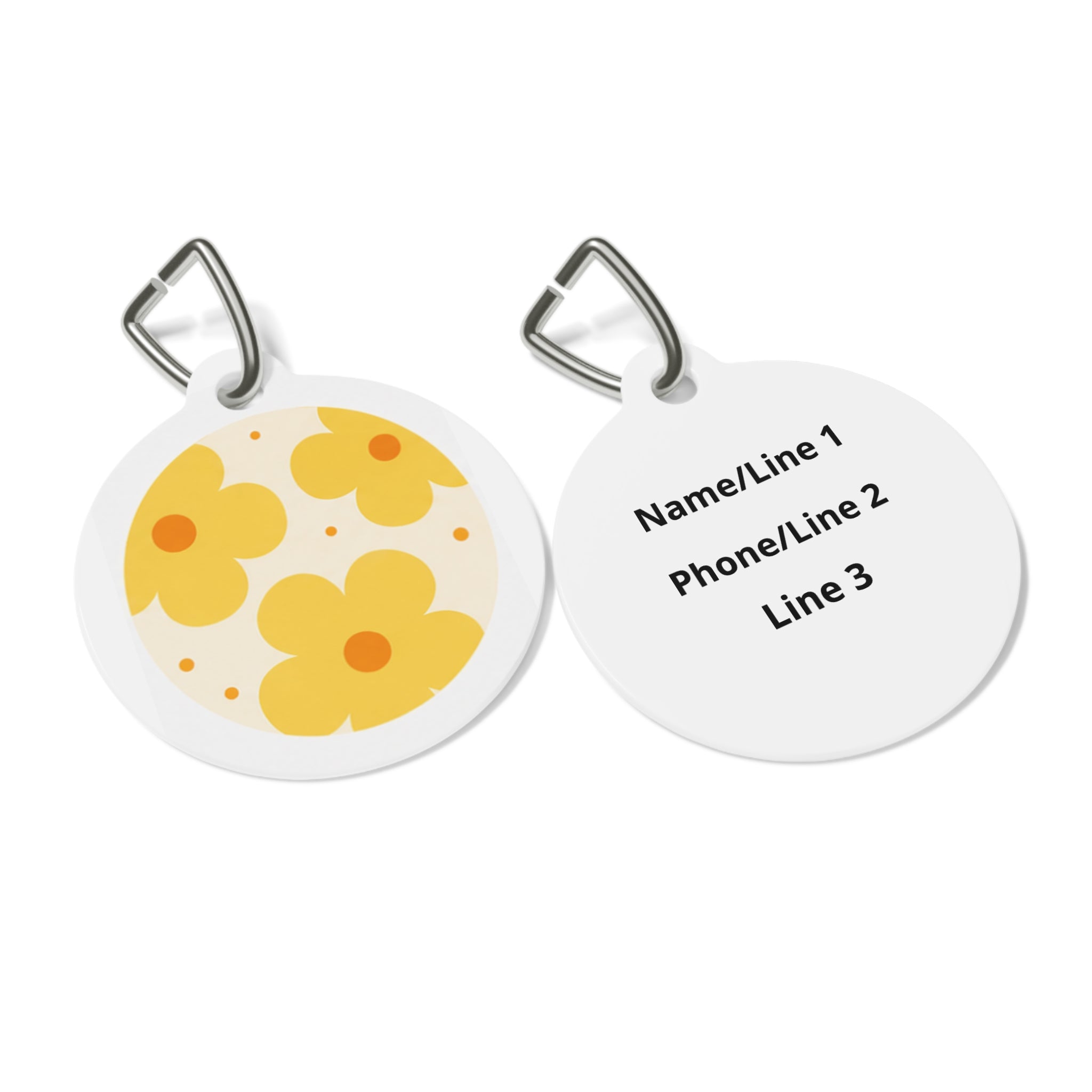 Mod Sunshine Flower Retro Floral Pattern Personalized Dog ID Tag
