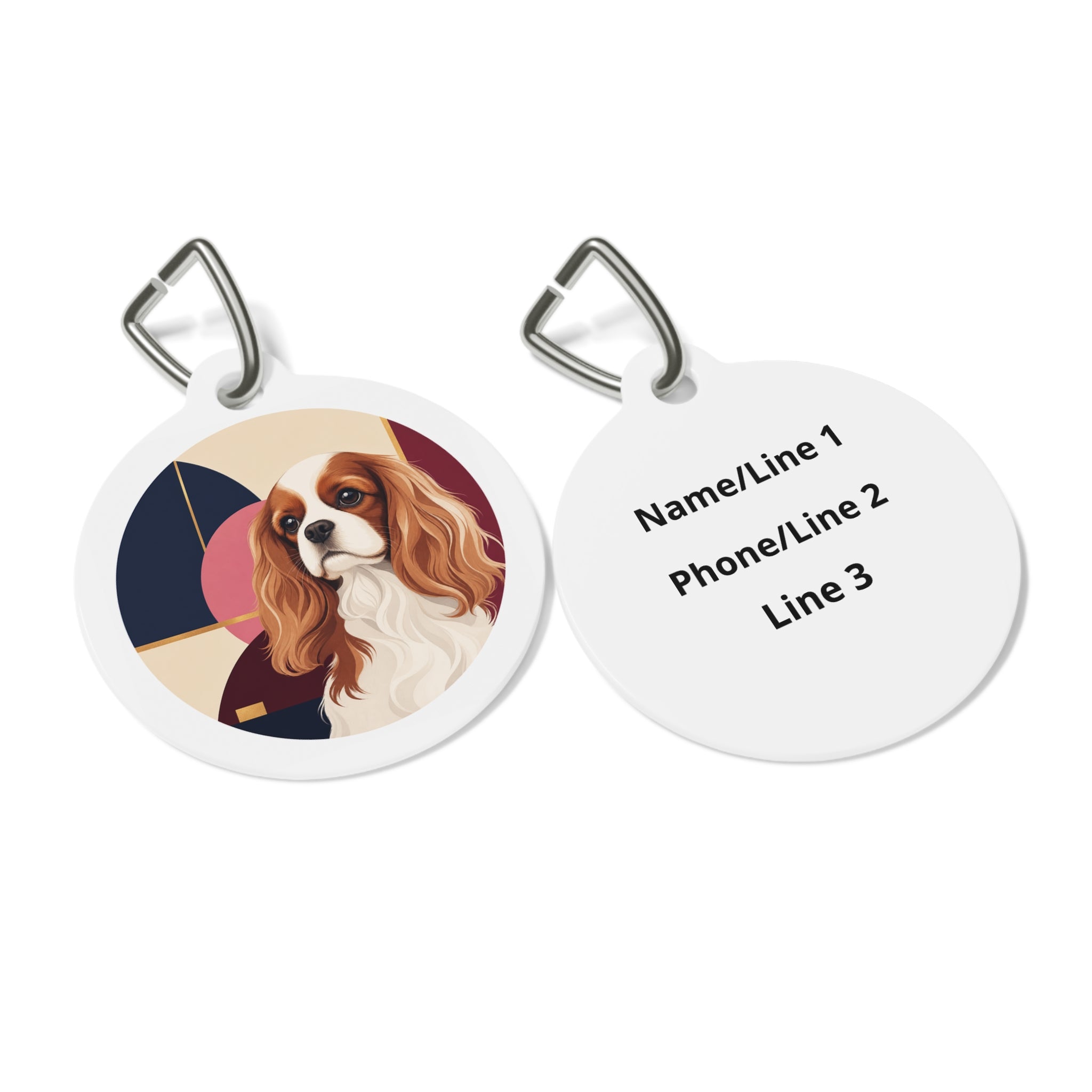 Cavalier King Charles Spaniel Modern Geometric Personalized Dog ID Tag
