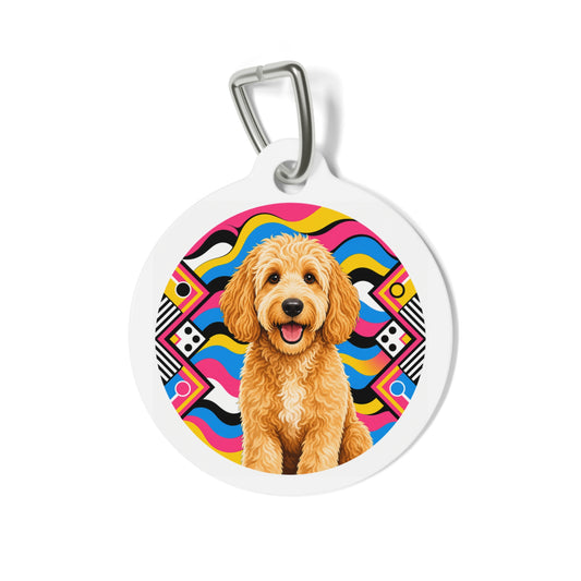 Goldendoodle Happy Colorful Doodle Personalized Dog ID Tag