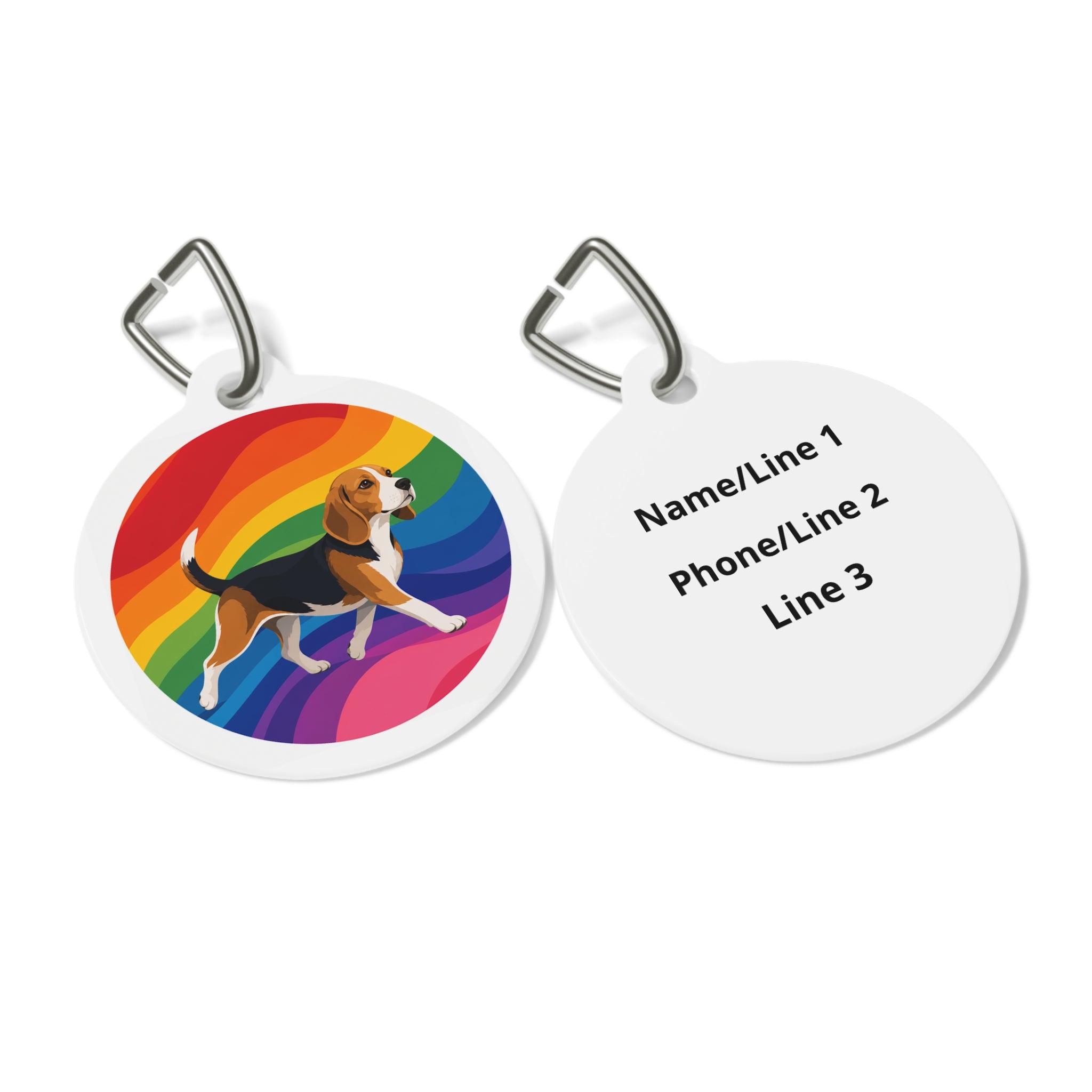 Beagle Rainbow Runner Personalized Dog ID Tag