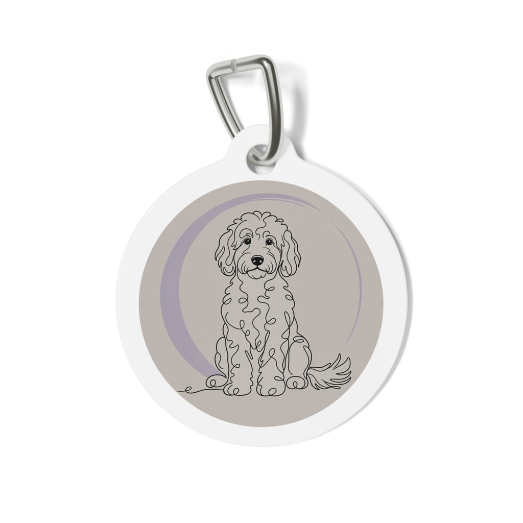 Ilustración Minimalista de Doodle Goldendoodle Placa de Identificación de Perro Personalizada