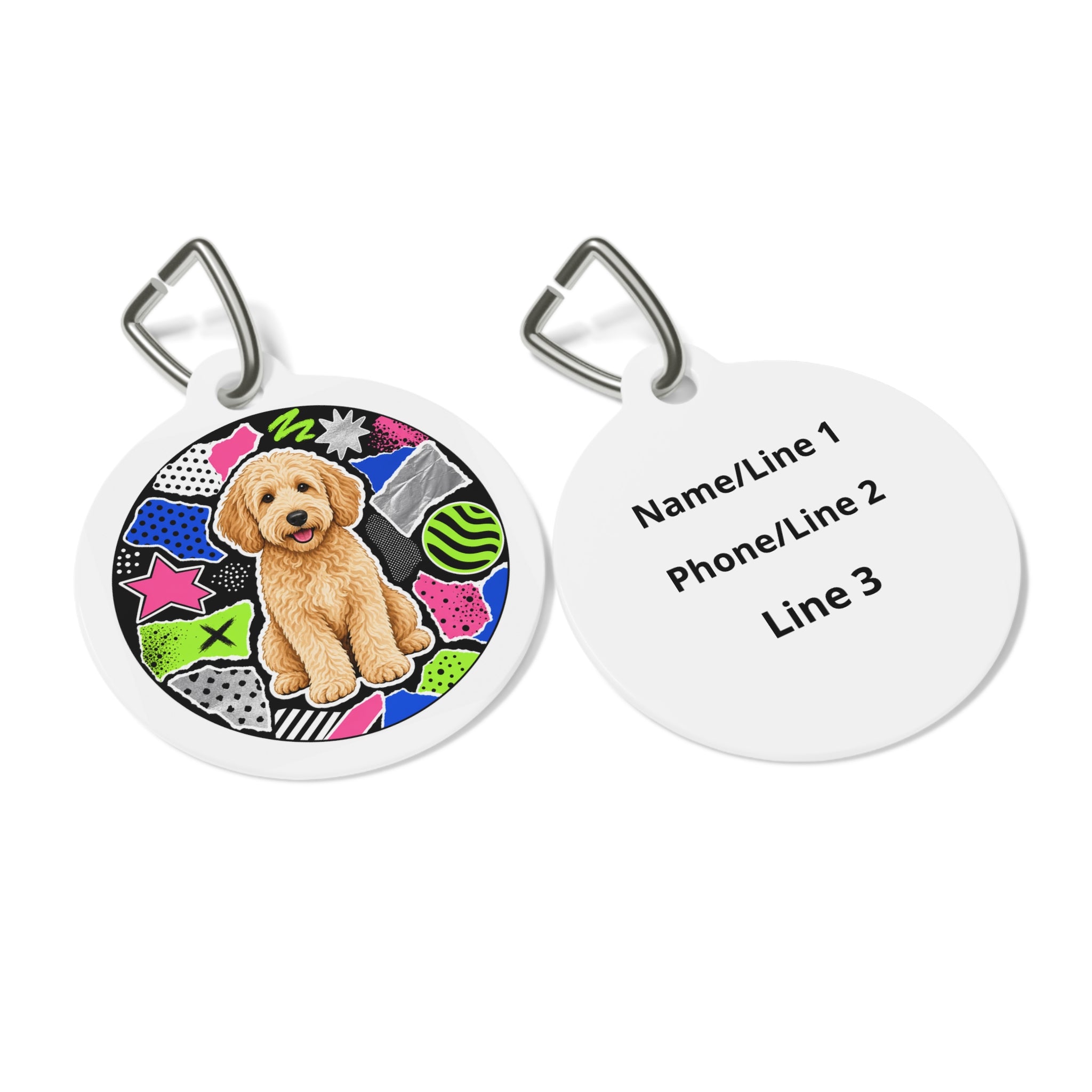 Goldendoodle Retro Pop Personalized Dog ID Tag