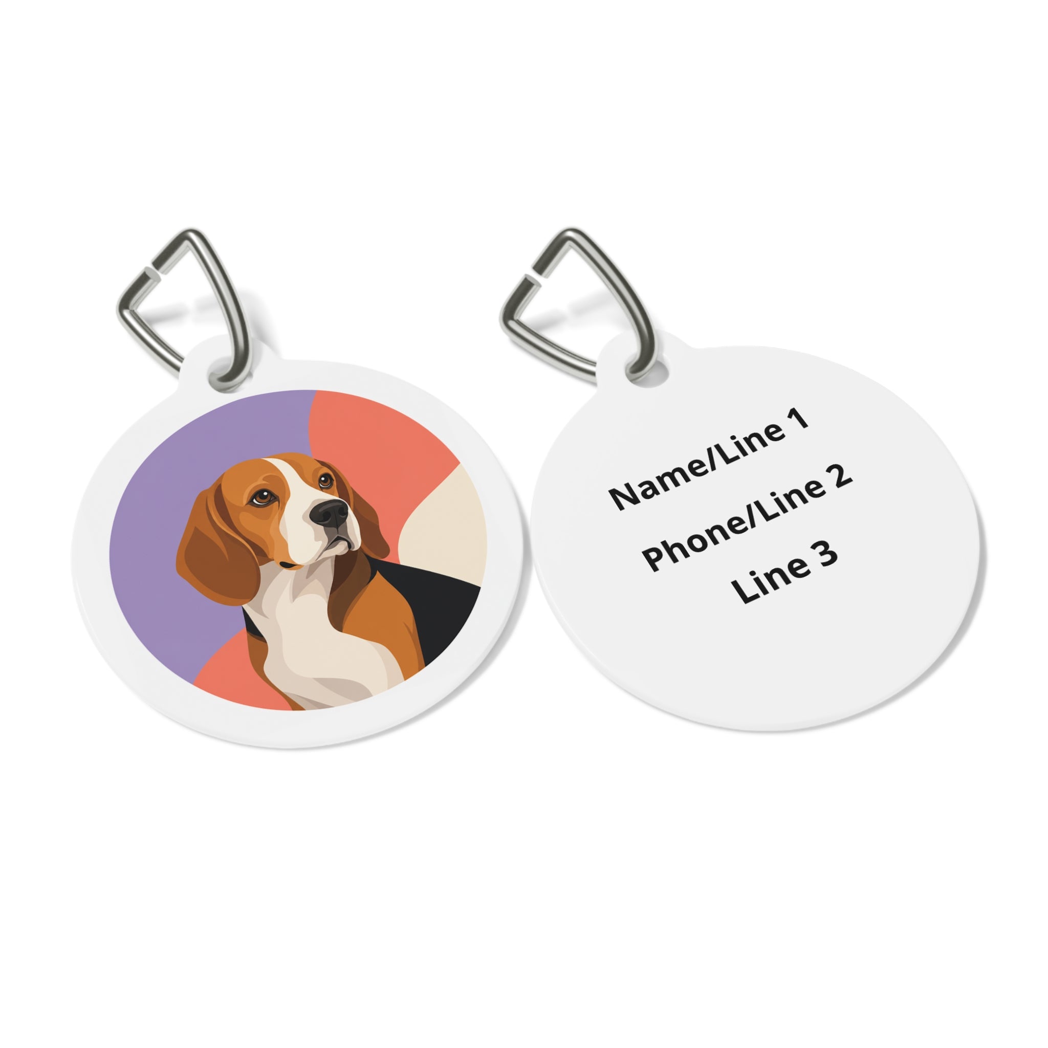 Beagle Modern Geometric Personalized Dog ID Tag