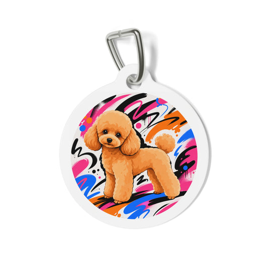 Toy Poodle Graffiti Groove Apricot Personalized Dog ID Tag