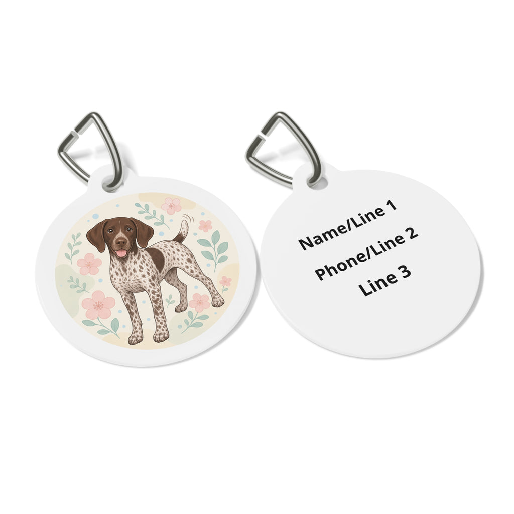 German Shorthaired Pointer Pastel Botanical Personalized Dog ID Tag