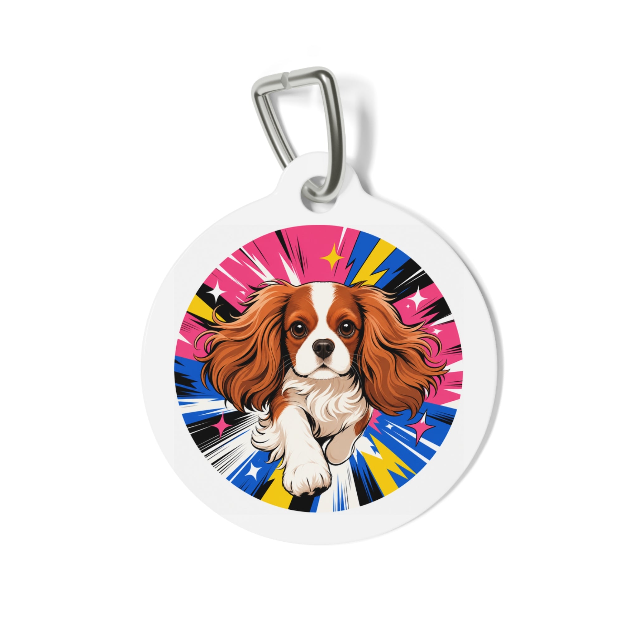 Cavalier King Charles Spaniel Superhero Comic Personalized Dog ID Tag