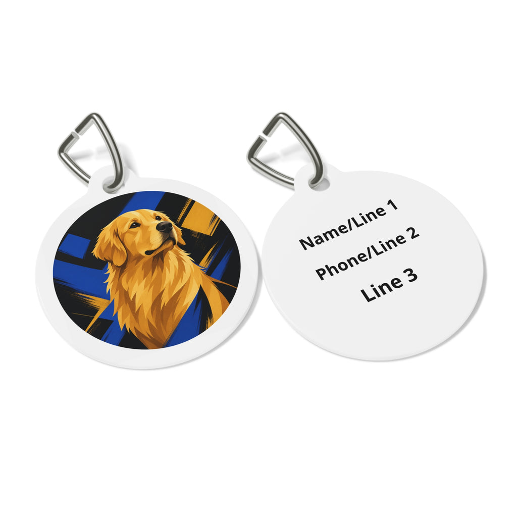 Placa de identificación personalizada para perro Golden Retriever Midnight Gold