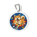 Akita Superhero Comic Personalized Dog ID Tag