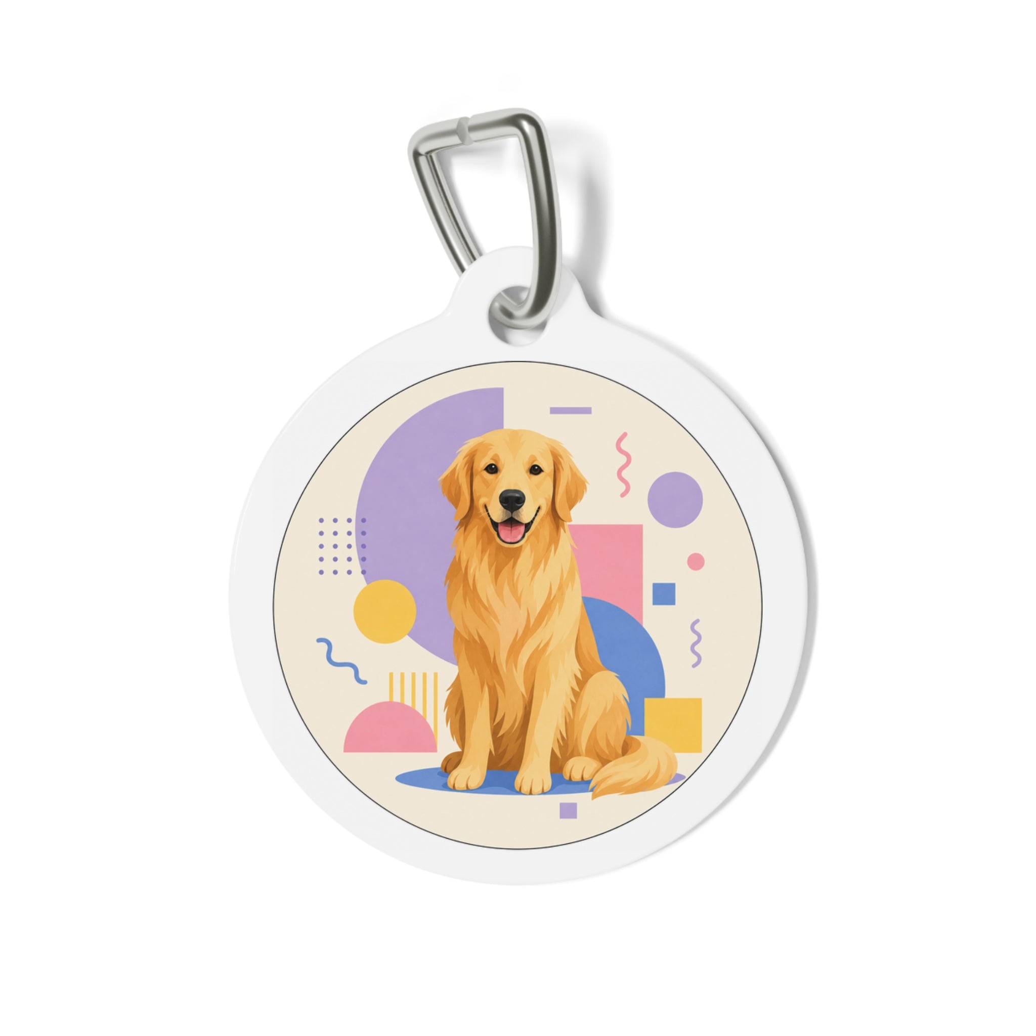 Golden Retriever Playful Geometric Personalized Dog ID Tag