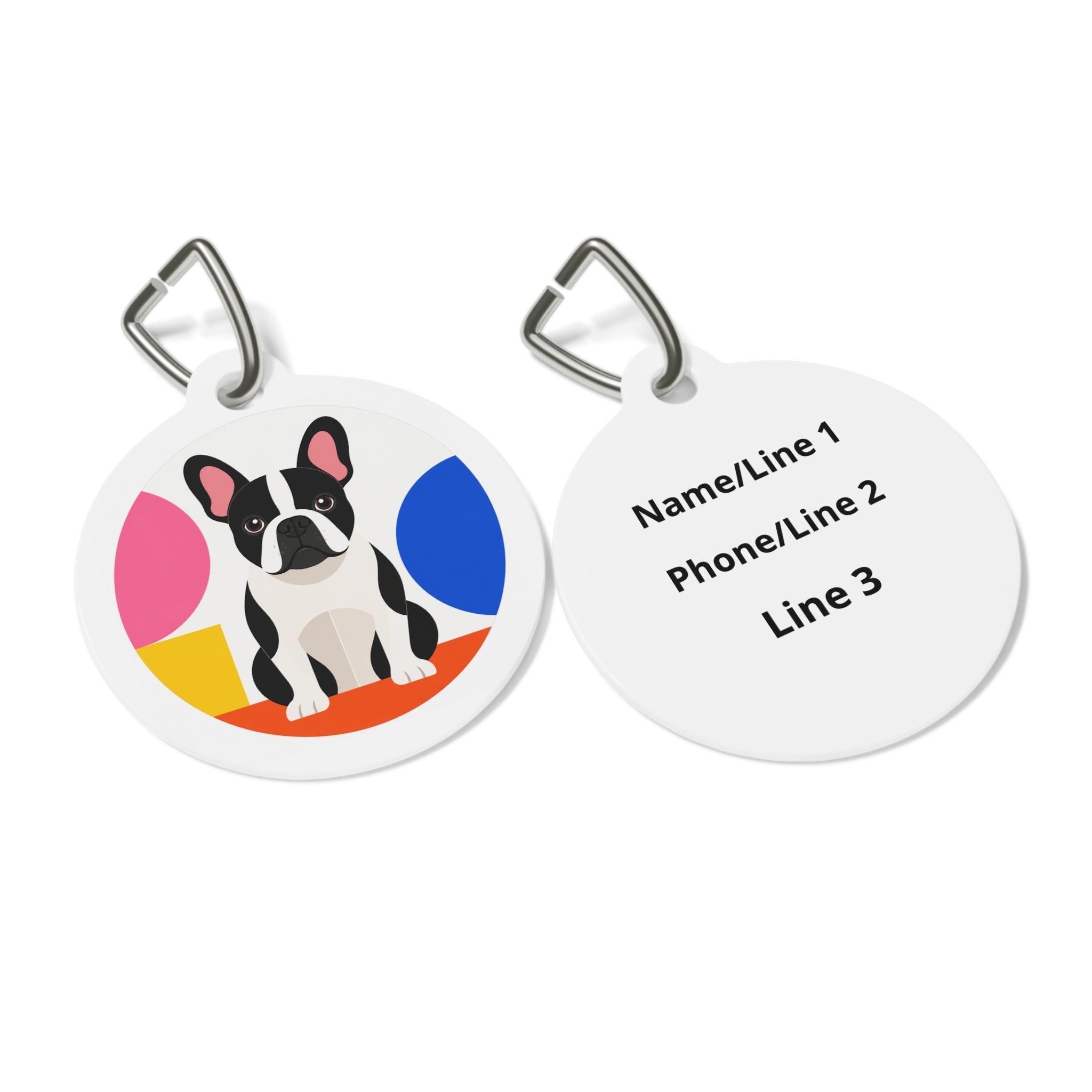 French Bulldog Colorful Circle Personalized Dog ID Tag
