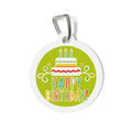 Placa de identificación personalizada para perro Lime Green Layer Cake Party