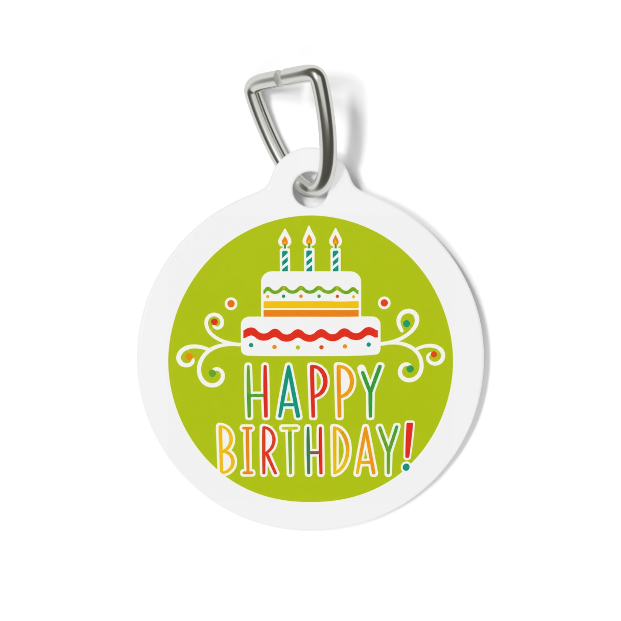 Lime Green Layer Cake Party Personalized Dog ID Tag