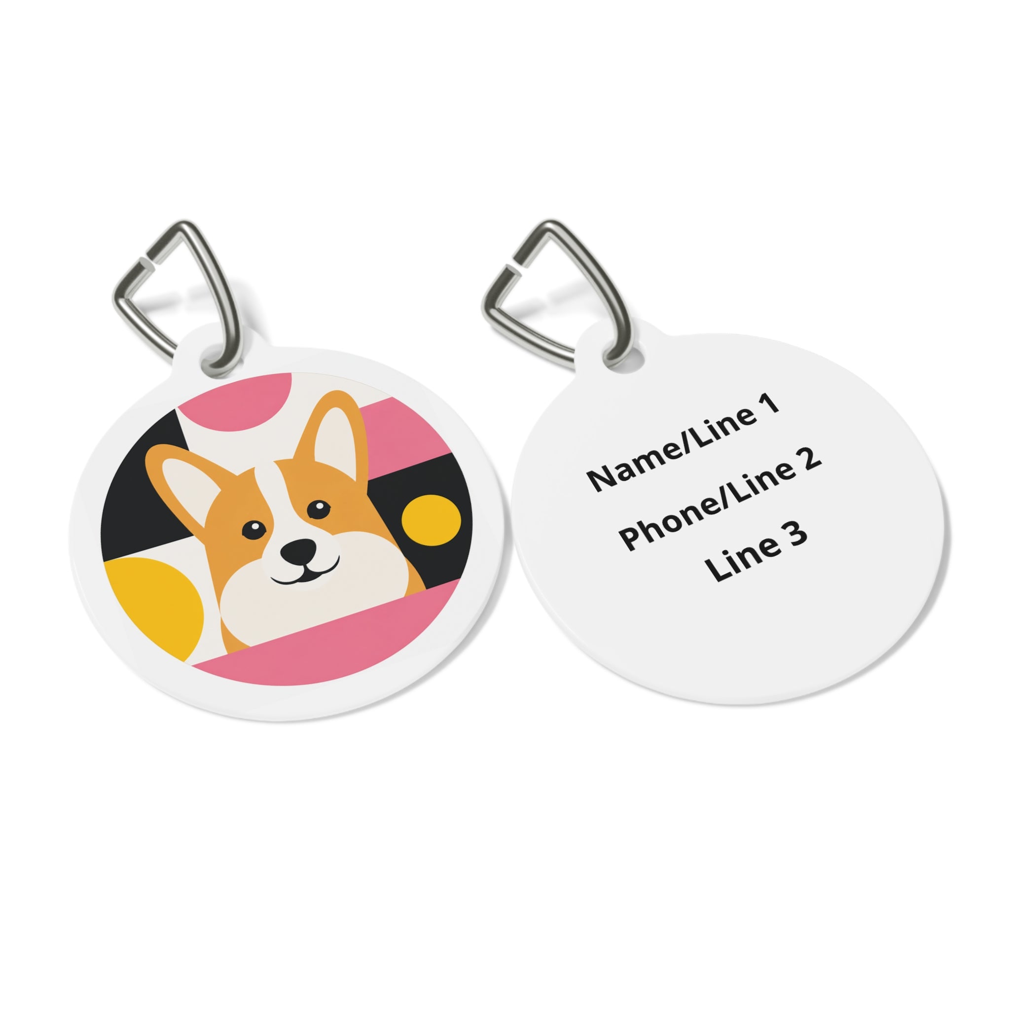Pembroke Welsh Corgi Modern Geometric Personalized Dog ID Tag