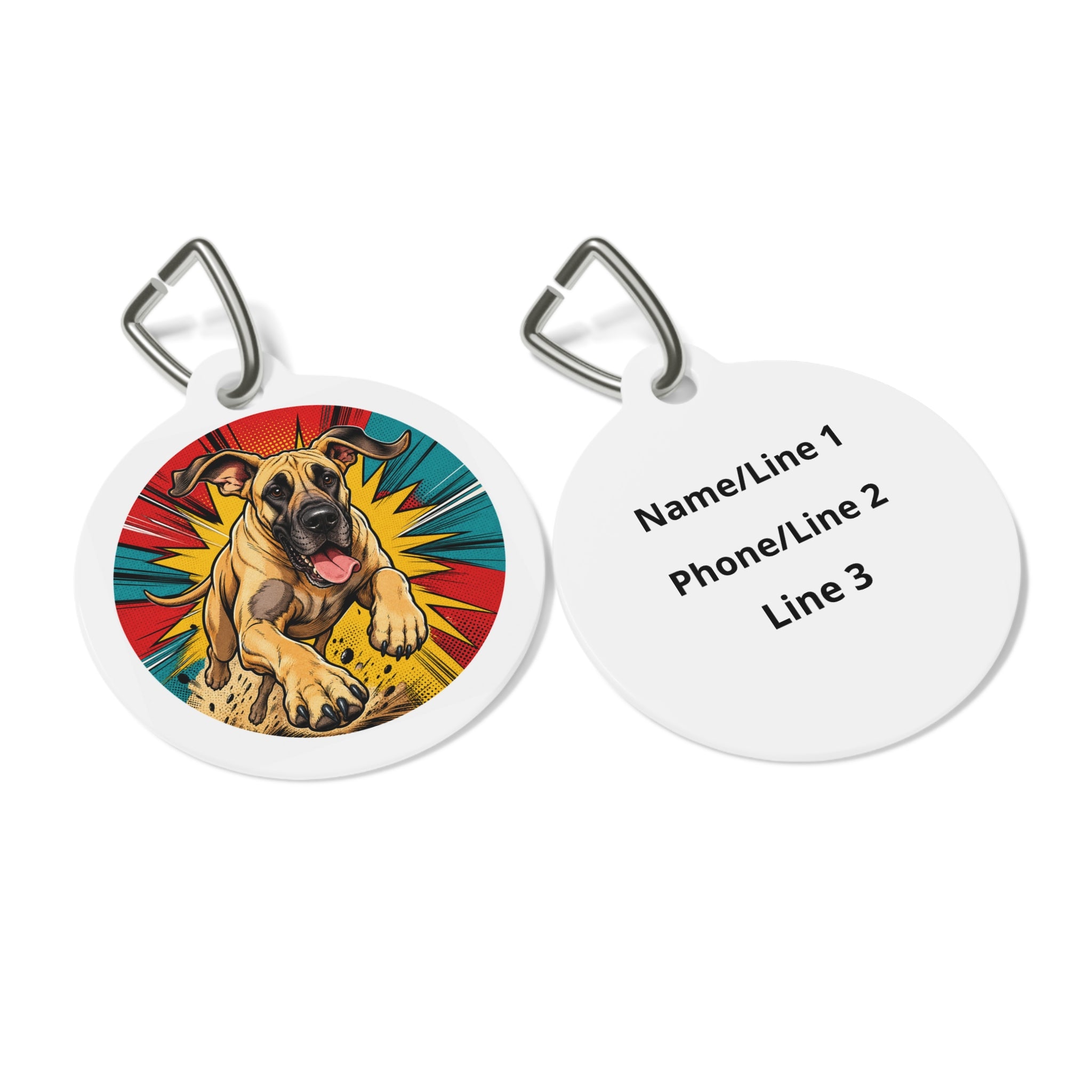 Great Dane Soft Floral Watercolor Personalized Dog ID Tag