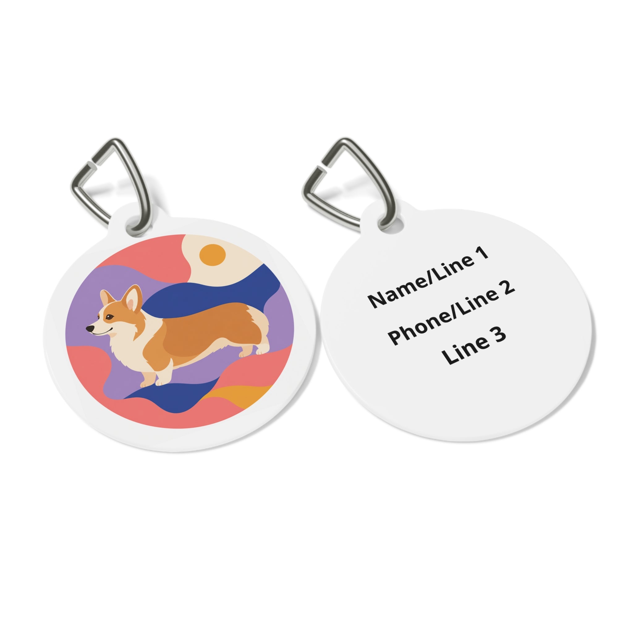 Pembroke Welsh Corgi Colorful Retro Personalized Dog ID Tag
