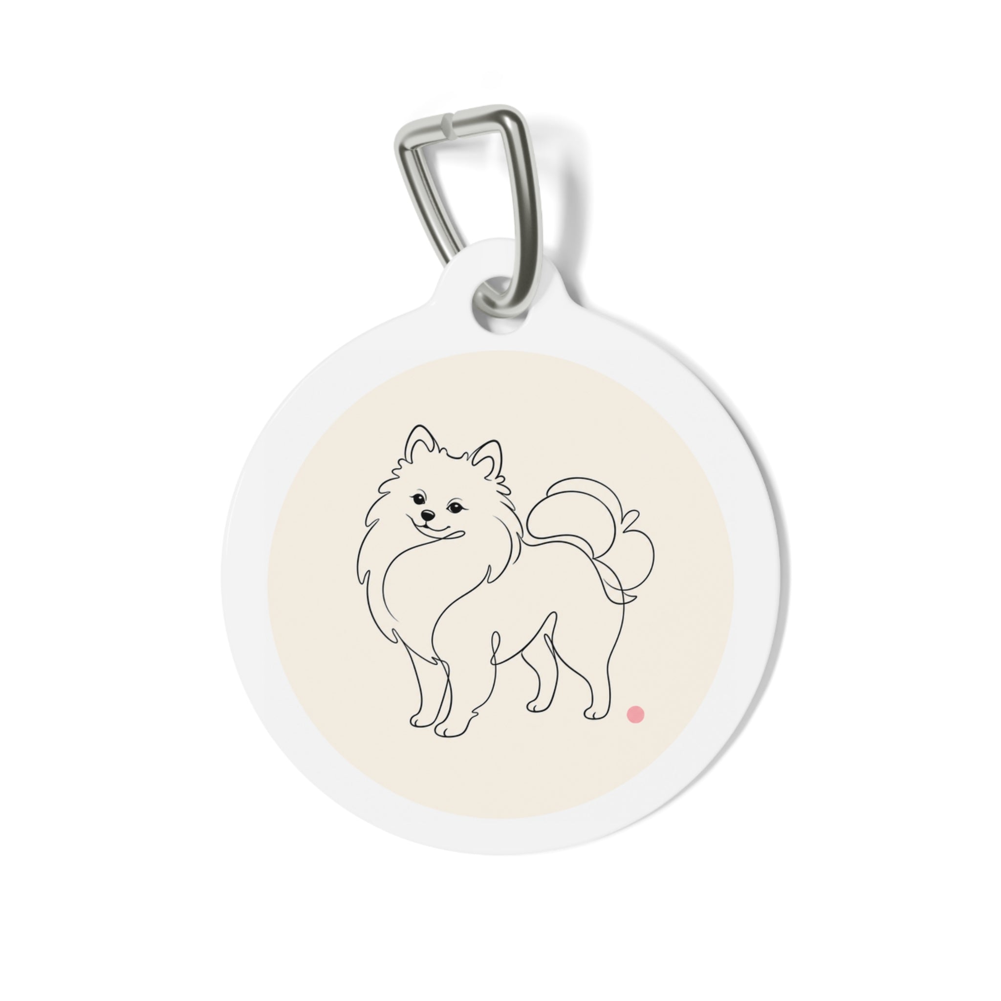 Pomeranian Minimal Line Art Personalized Dog ID Tag