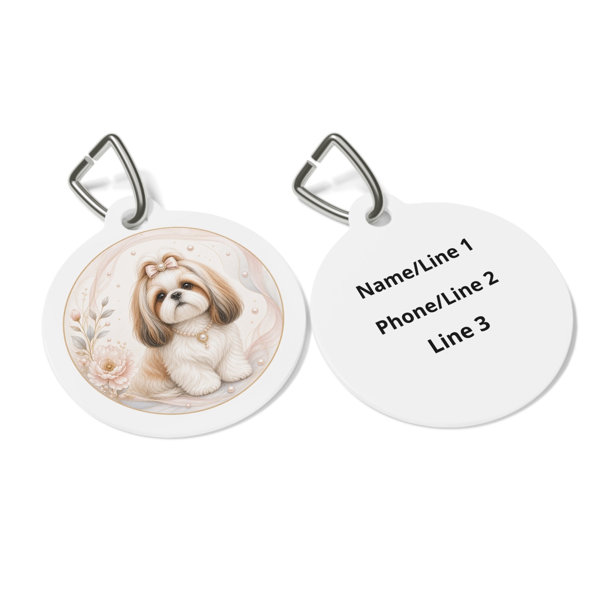 Shih Tzu Elegant Neutral Watercolor Personalized Dog ID Tag