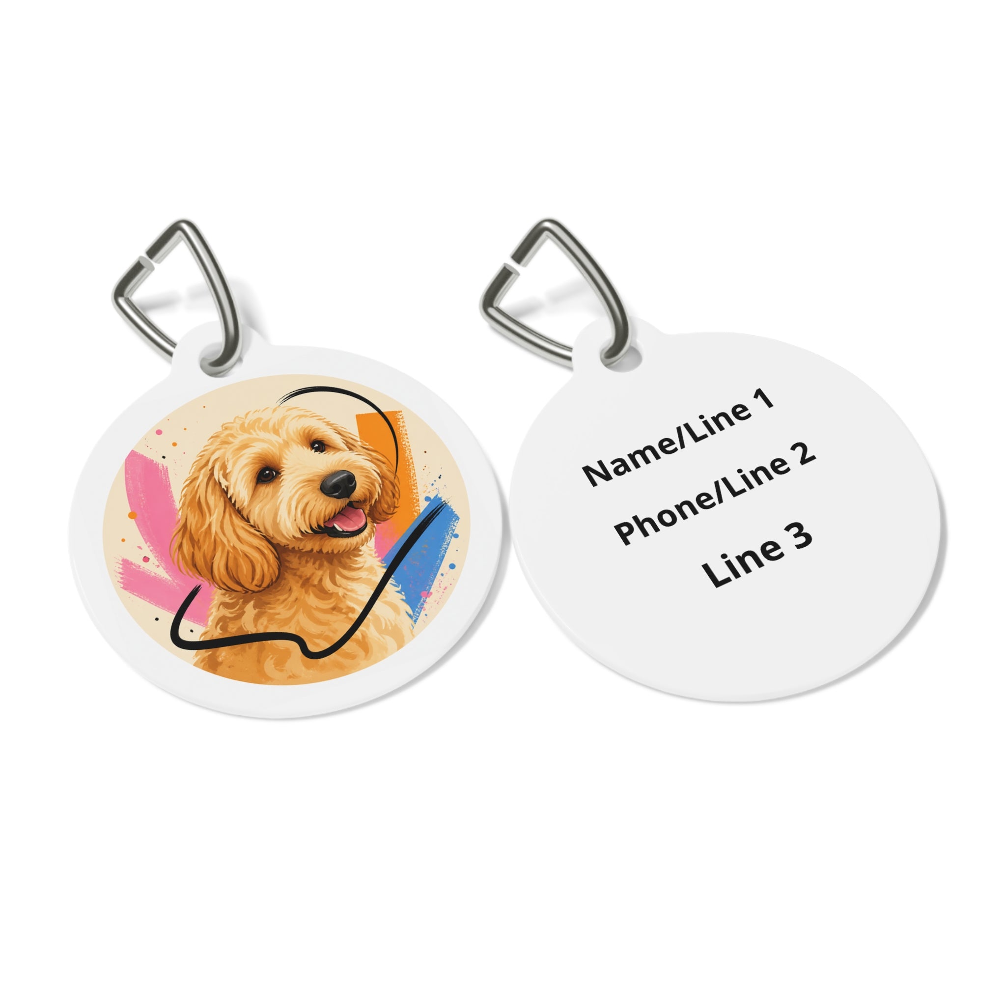 Goldendoodle Bright Pup Portrait Personalized Dog ID Tag
