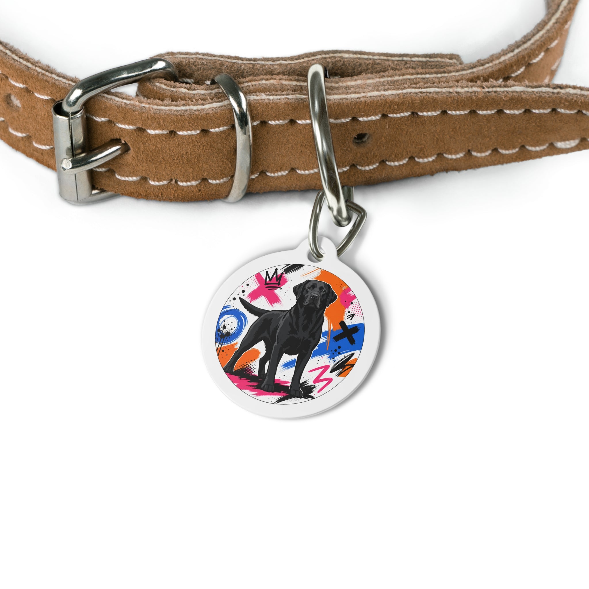 Labrador Retriever Street Art Black Personalized Dog ID Tag