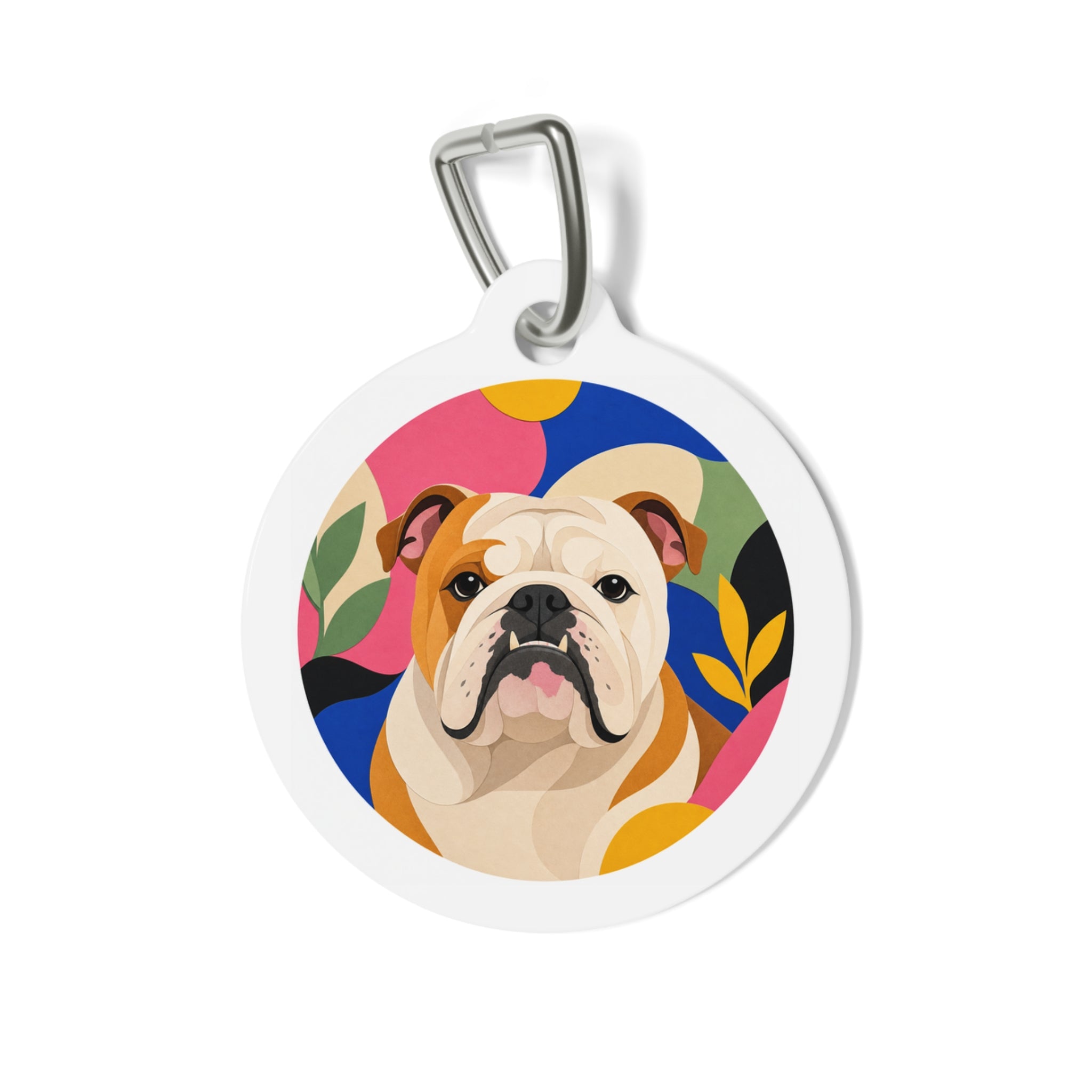 Bulldog Botanical Colorblock Personalized Dog ID Tag