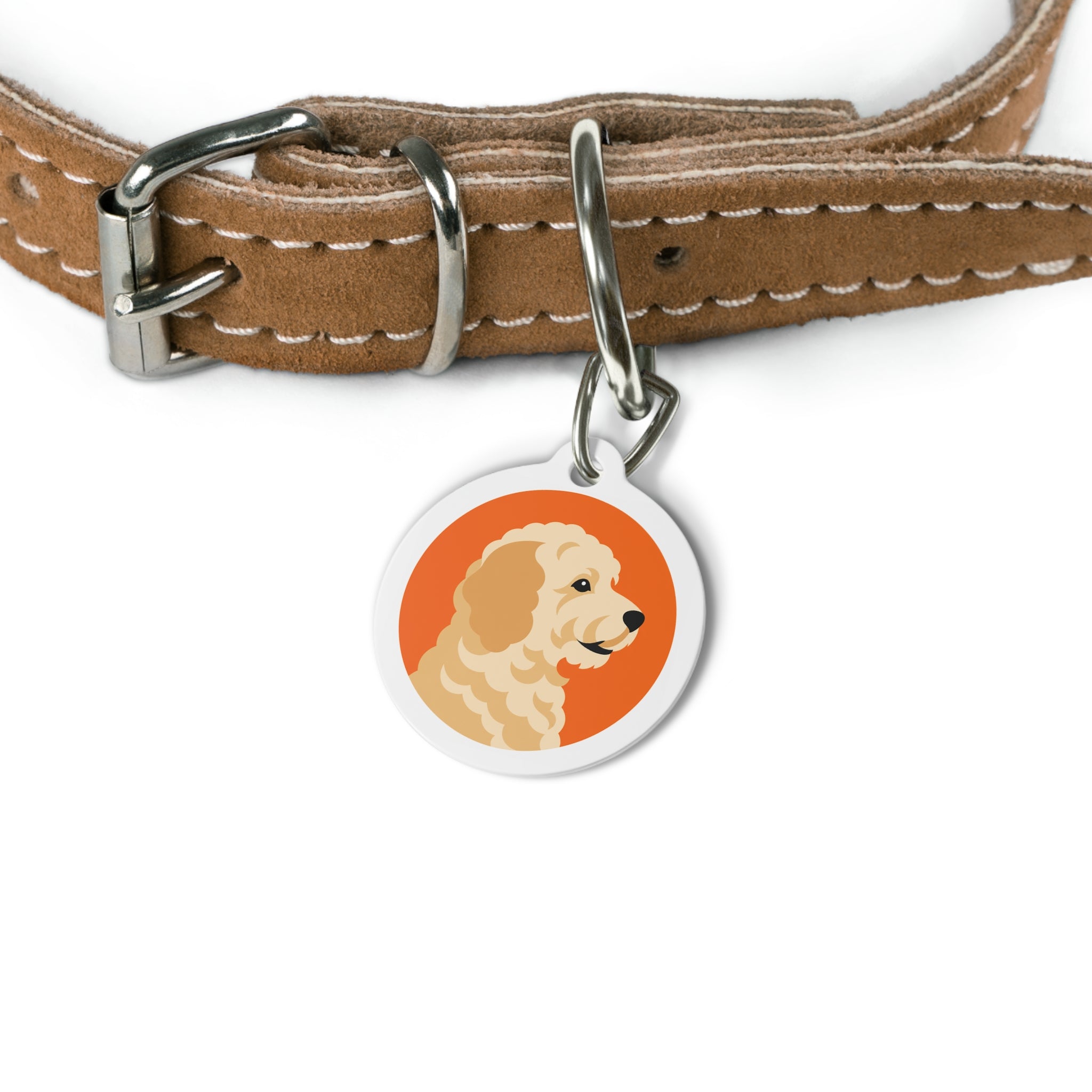 Goldendoodle Friendly Golden Portrait Personalized Dog ID Tag