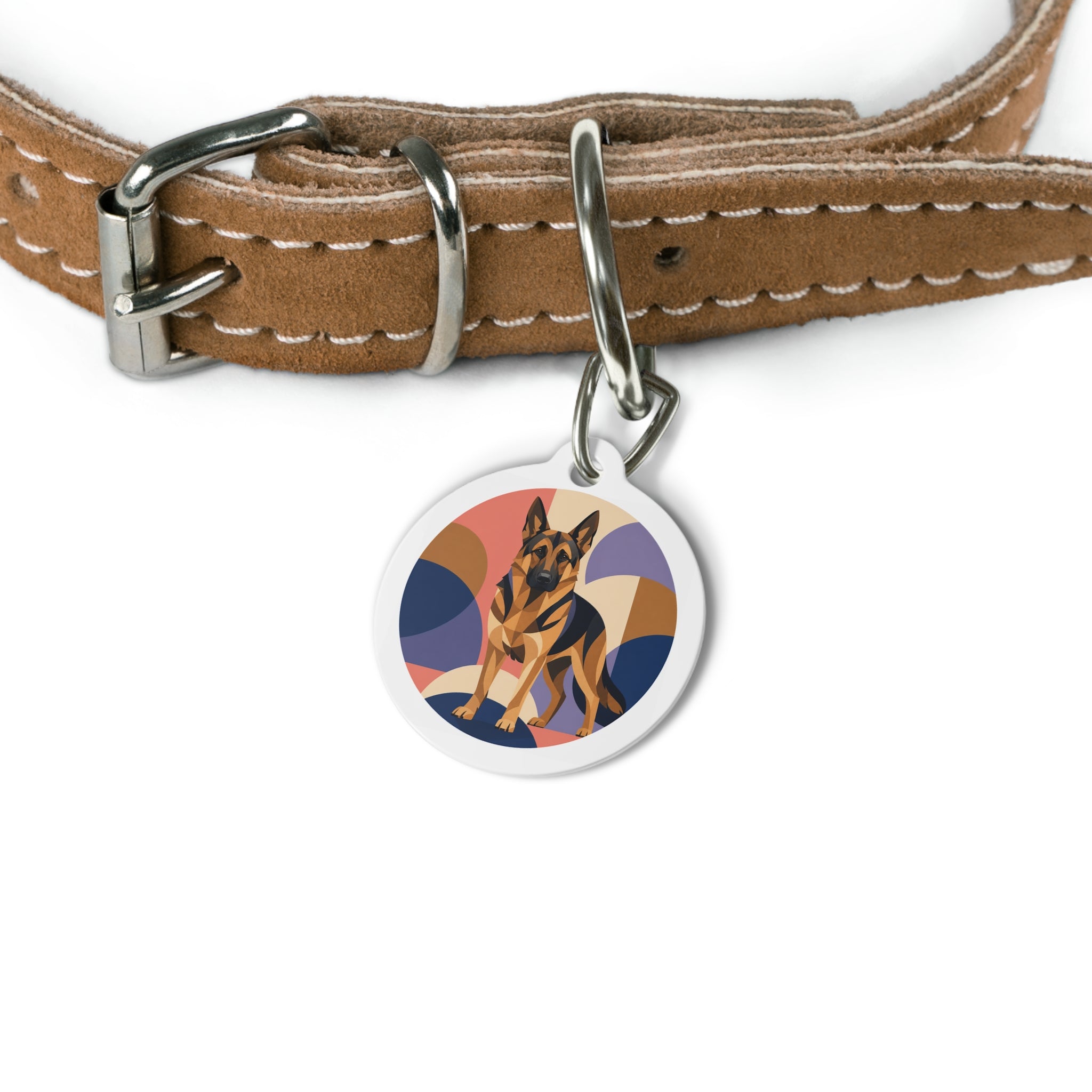 German Shepherd Abstract Geometric Personalized Dog ID Tag