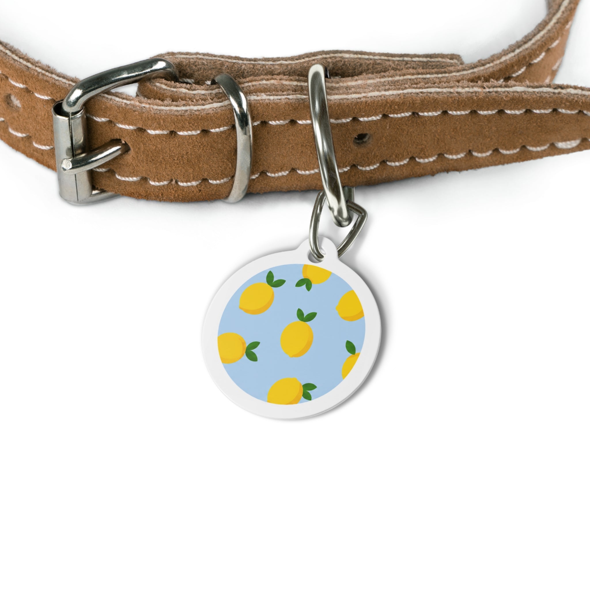 Lemon Grove Cheerful Fruit Pattern Personalized Dog ID Tag