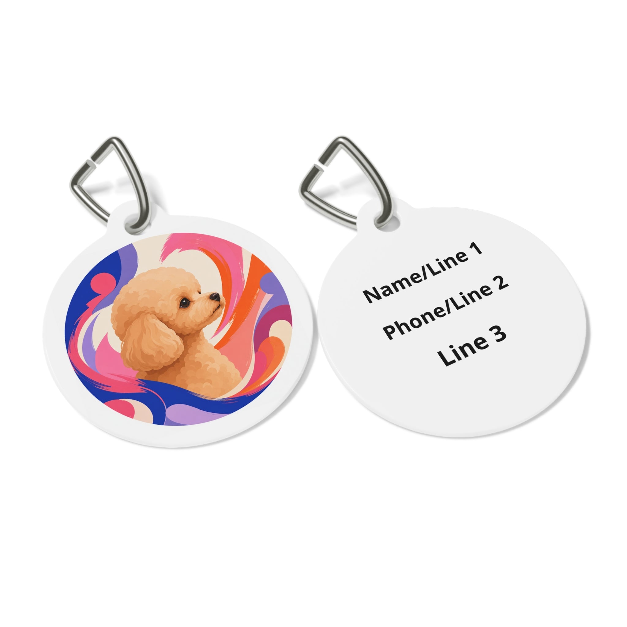 Toy Poodle Painterly Swirl Apricot Personalized Dog ID Tag