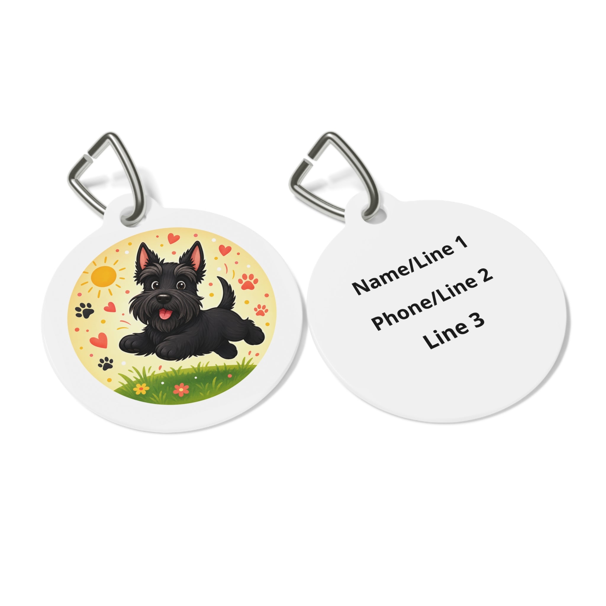 Scottish Terrier Sunny Playtime Personalized Dog ID Tag