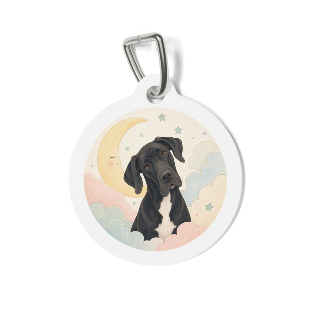 Retrato de Gran Danés con Flores Caprichosas Chapa Identificativa Personalizada para Perro
