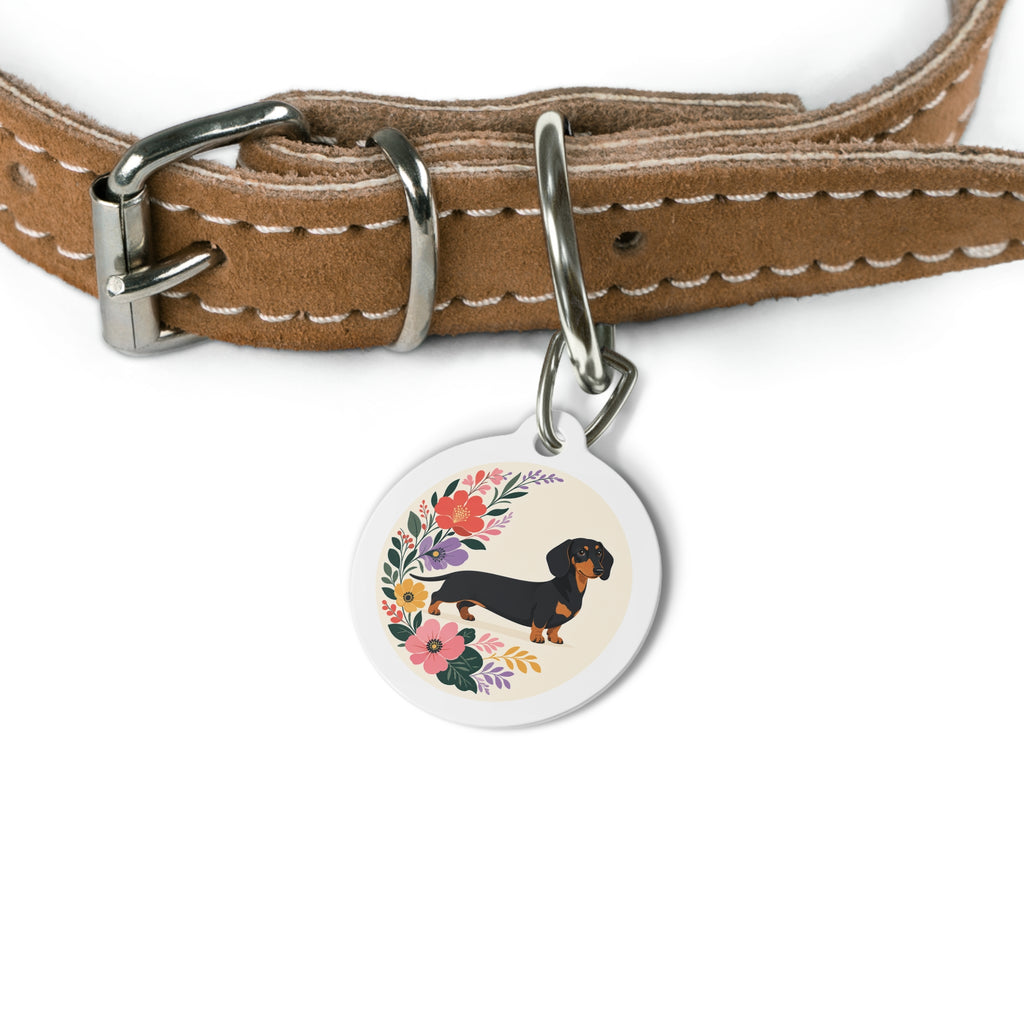 Dachshund Charming Floral Personalized Dog ID Tag