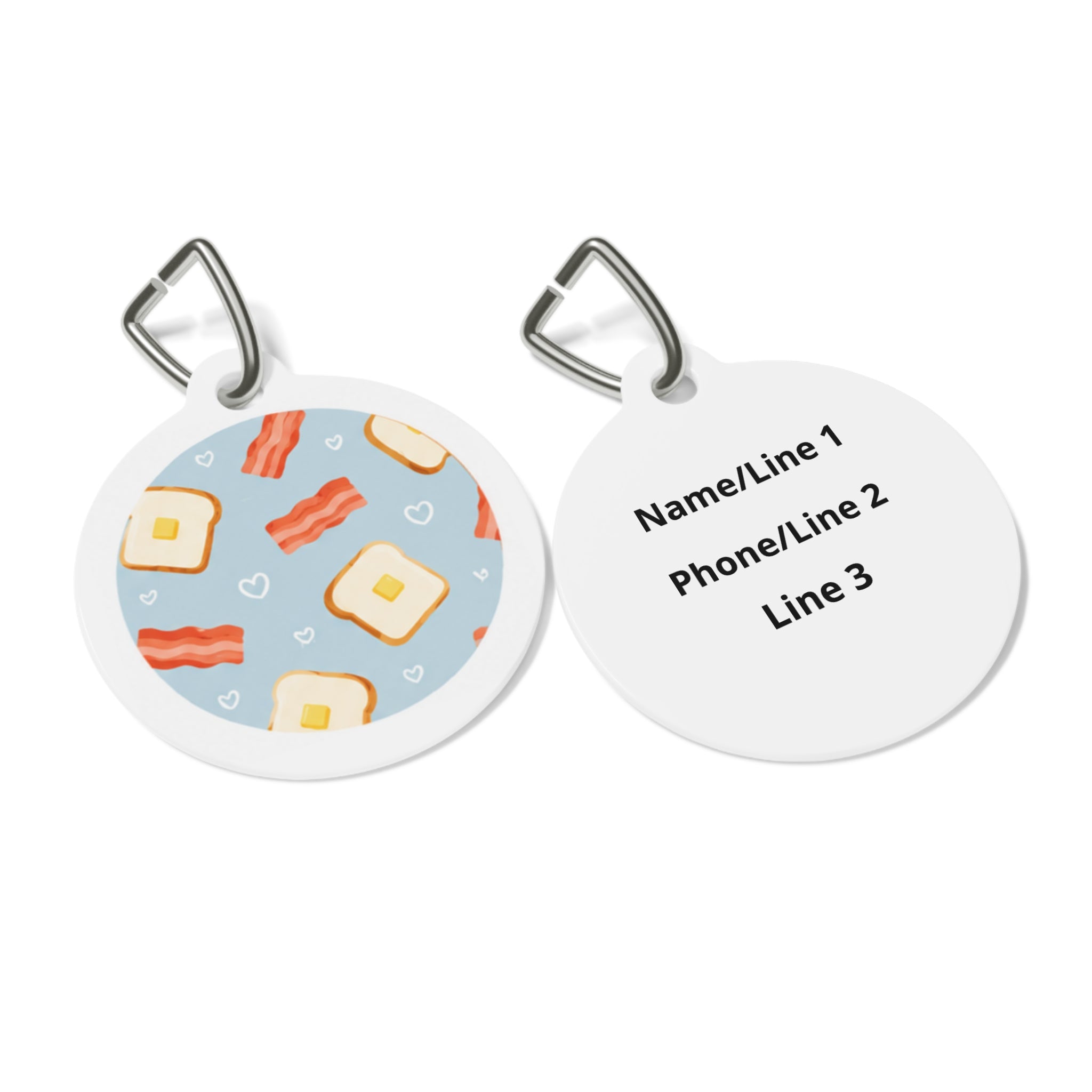 Bacon & Toast Whimsical Foodie Art Personalized Dog ID Tag