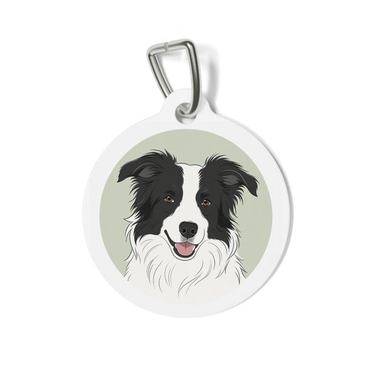 Border Collie Sage Classic Portrait Personalized Dog ID Tag