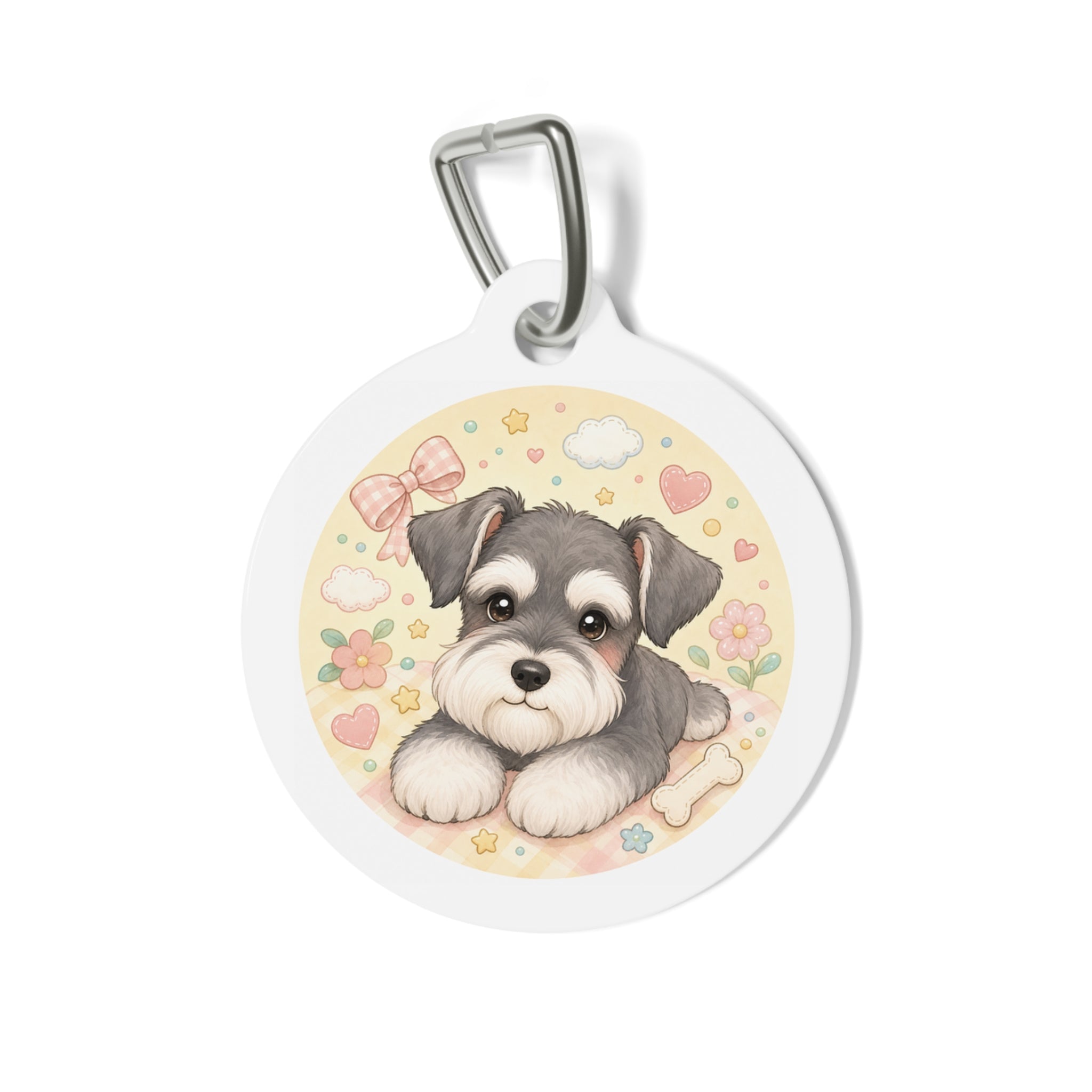 Miniature Schnauzer Cozy Hearts & Blossoms Personalized Dog ID Tag