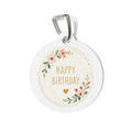 Etiqueta de identificación personalizada para perro "Minimal Botanical Wreath Birthday"