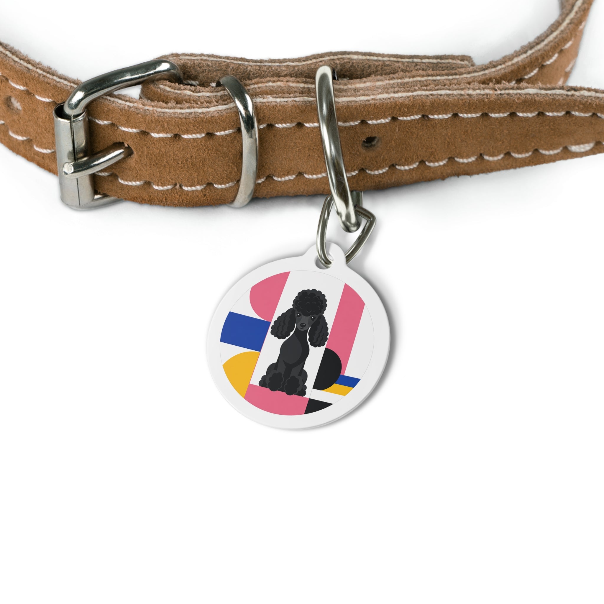 Toy Poodle Memphis Color Block Black Personalized Dog ID Tag