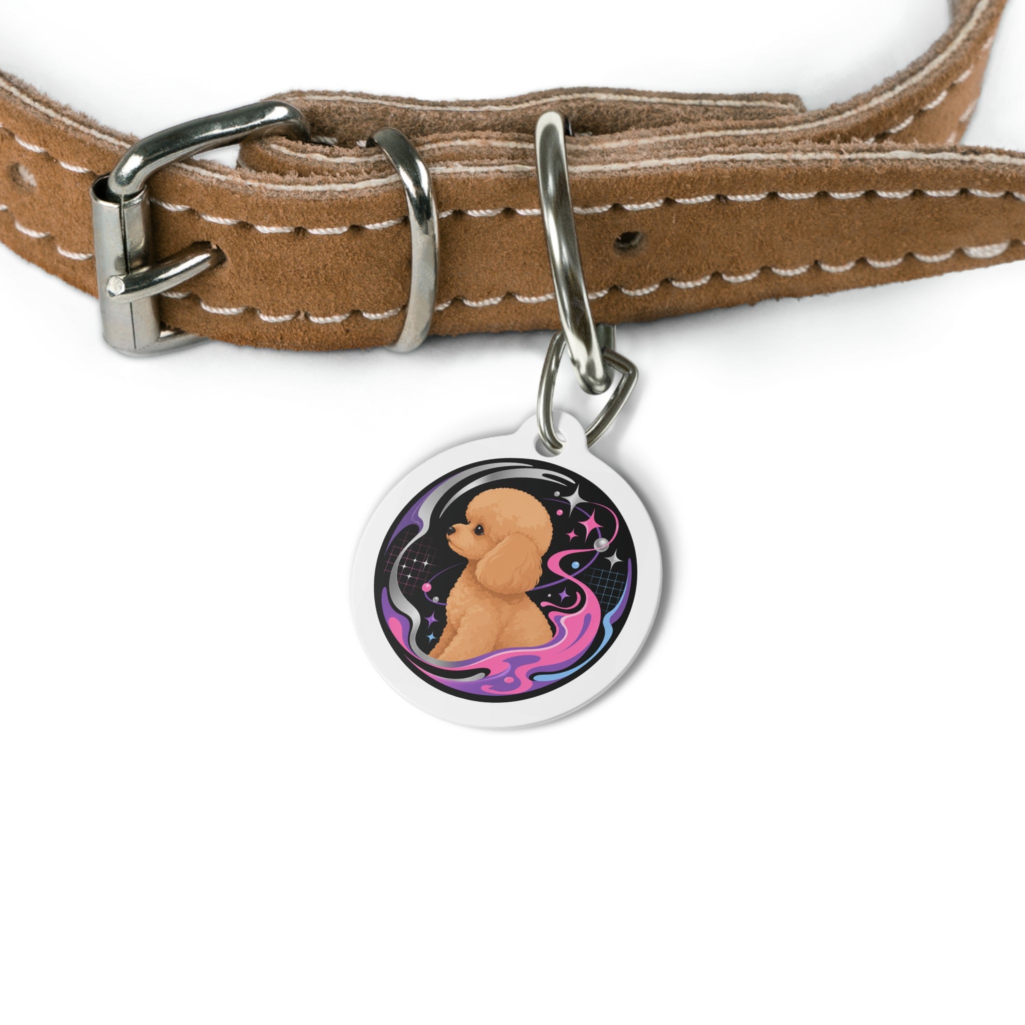 Toy Poodle Cosmic Galaxy Apricot Personalized Dog ID Tag