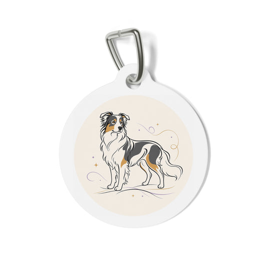 Australian Shepherd Minimal Line Art Personalized Dog ID Tag