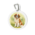 Saint Bernard Whimsical Bloom Portrait Personalized Dog ID Tag