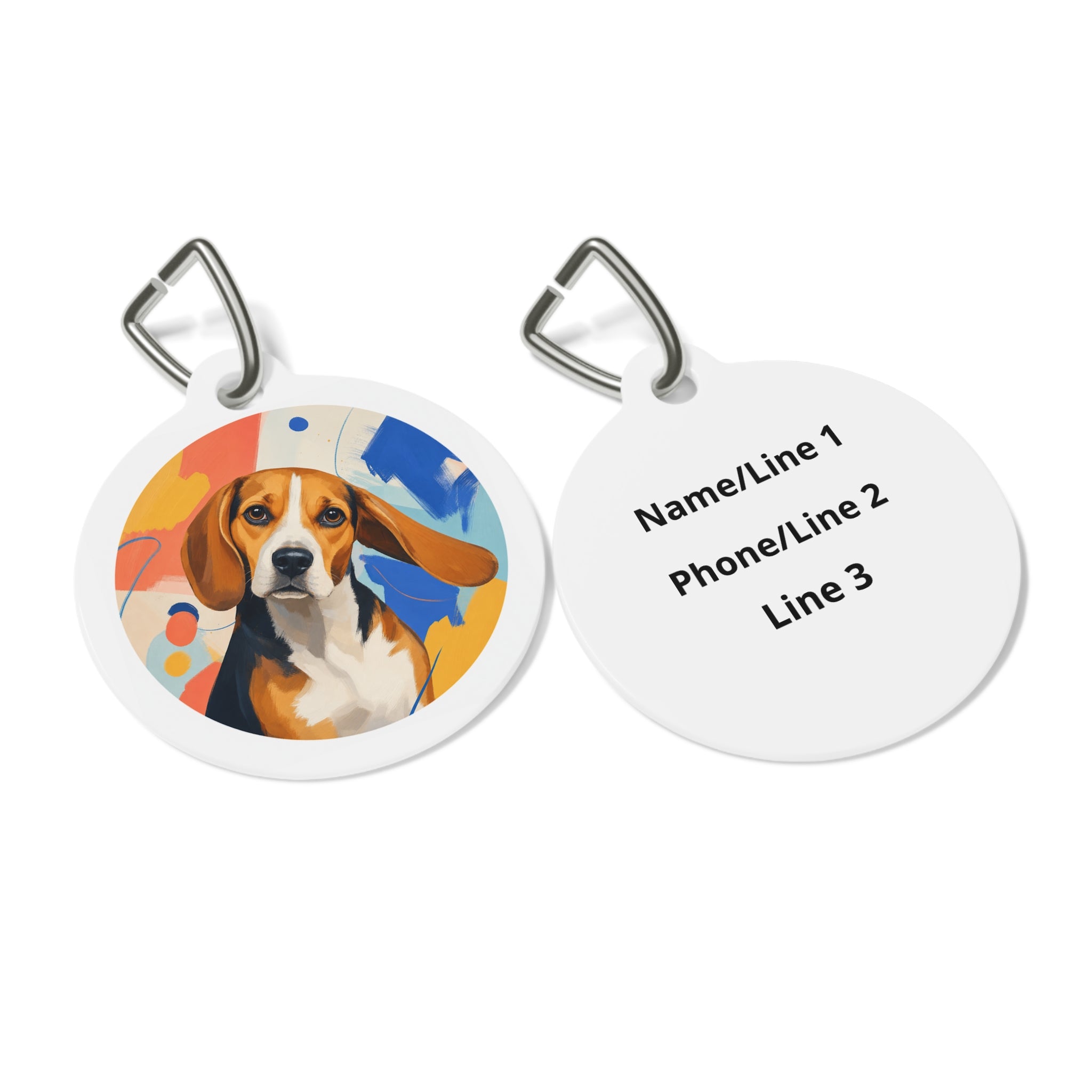 Beagle Painterly Abstract Personalized Dog ID Tag