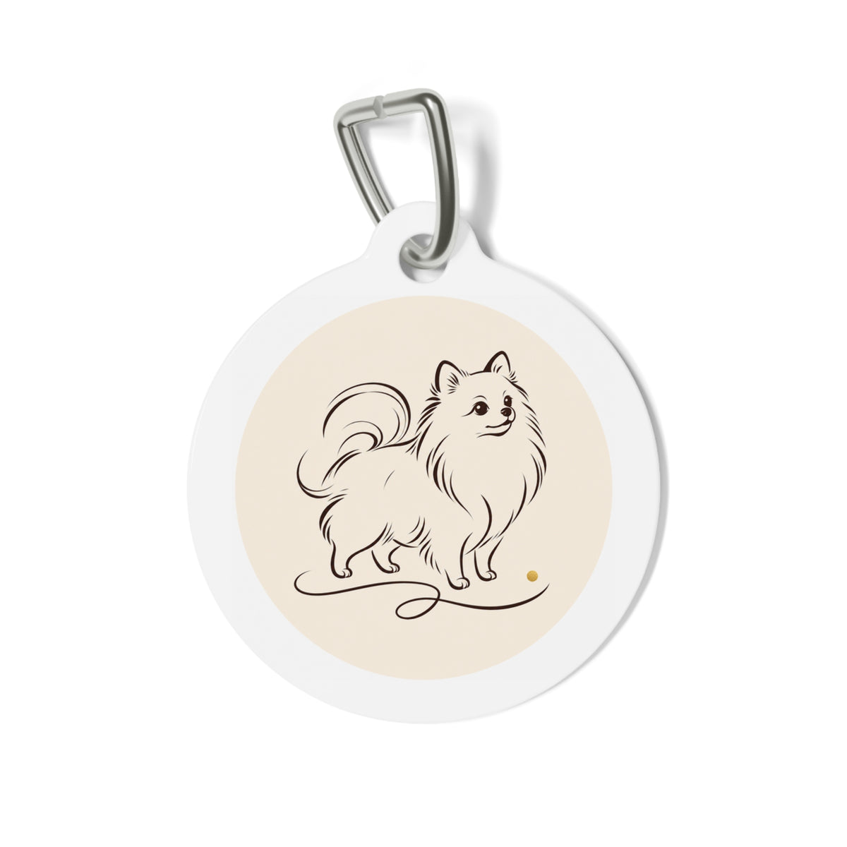 Pomeranian Elegant Minimal Sketch Personalized Dog ID Tag