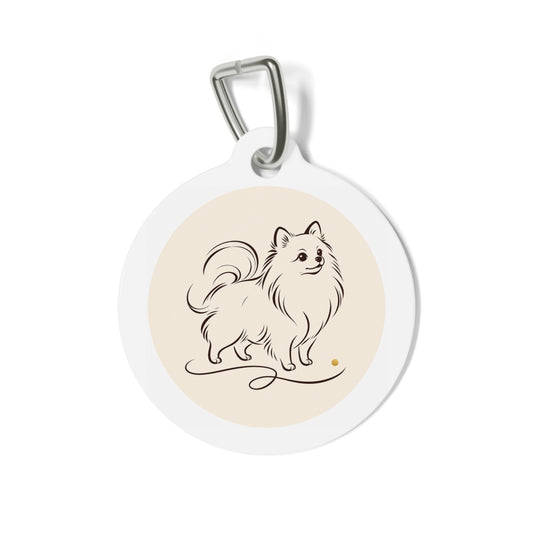 Pomeranian Elegant Minimal Sketch Personalized Dog ID Tag